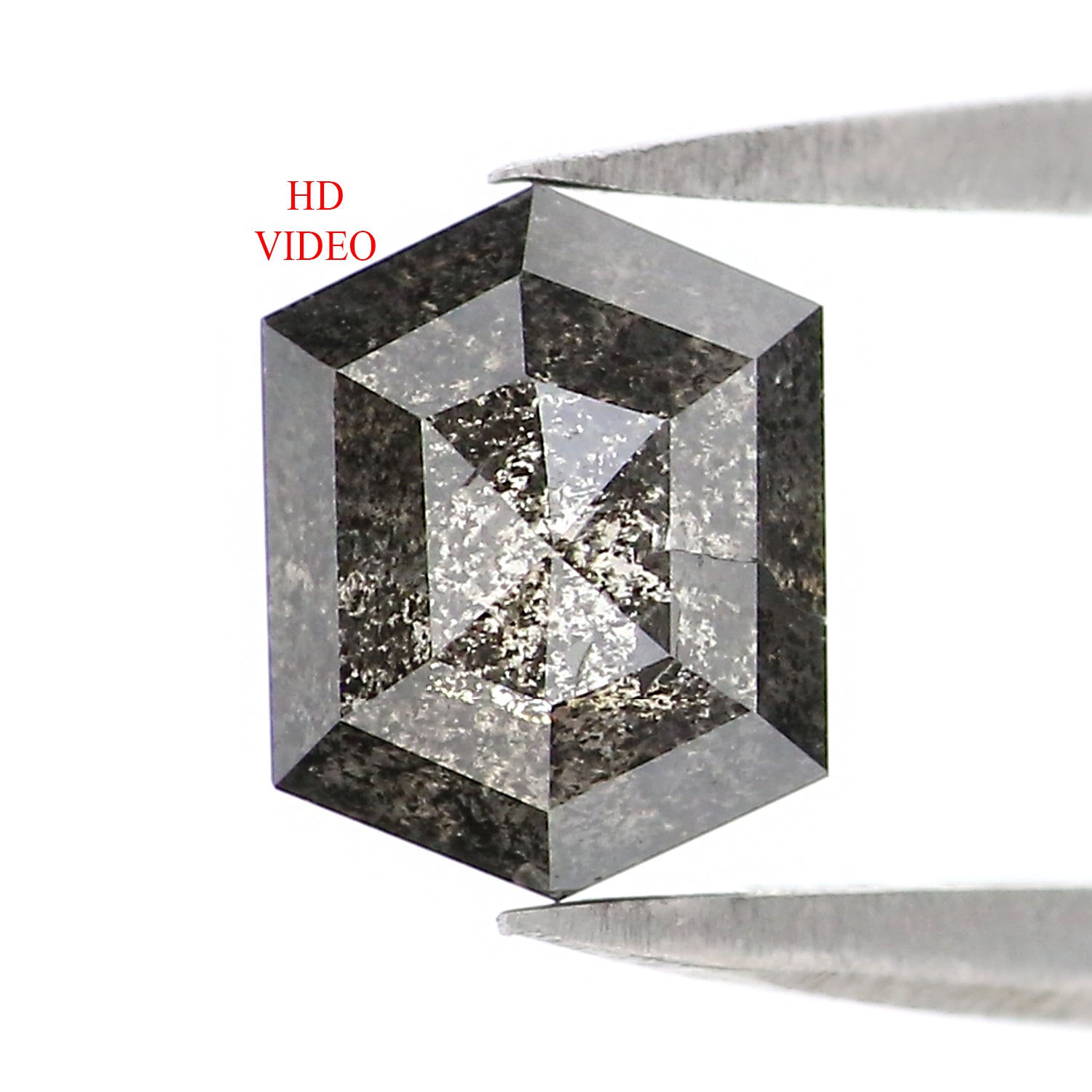 1.21 CT Natural Loose Hexagon Cut Diamond Salt And Pepper Hexagon Diamond 6.70 MM Natural Loose Black Grey Color Hexagon Cut Diamond LQ2976
