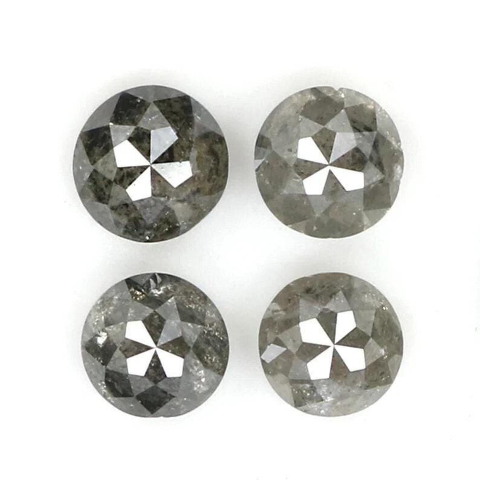 1.35 CT Natural Loose Round Shape Diamond Salt And Pepper Round Diamond 3.70 MM Natural Loose Black Grey Color Round Rose Cut Diamond NQ7562