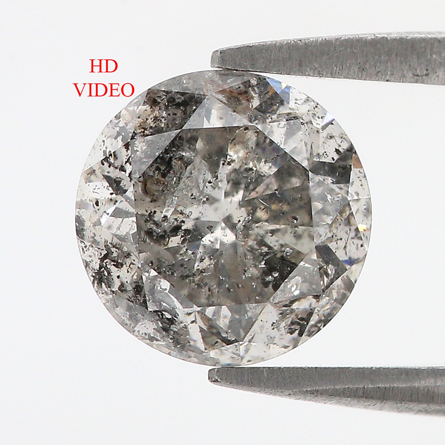 2.35 CT Natural Loose Round Shape Diamond Salt And Pepper Round Diamond 8.25 MM Natural Black Gray Color Round Brilliant Cut Diamond LQ3324