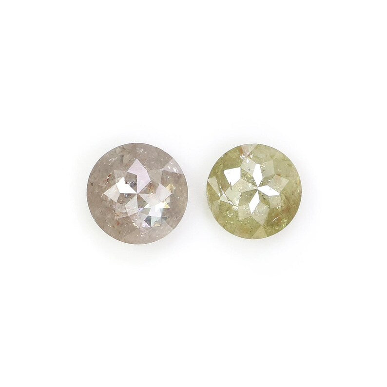 1.13 CT Natural Loose Round Rose Cut Pair Diamond Grey Color Round Shape Diamond 5.10 MM Natural Green Color Round Rose Cut Diamond NQ1956