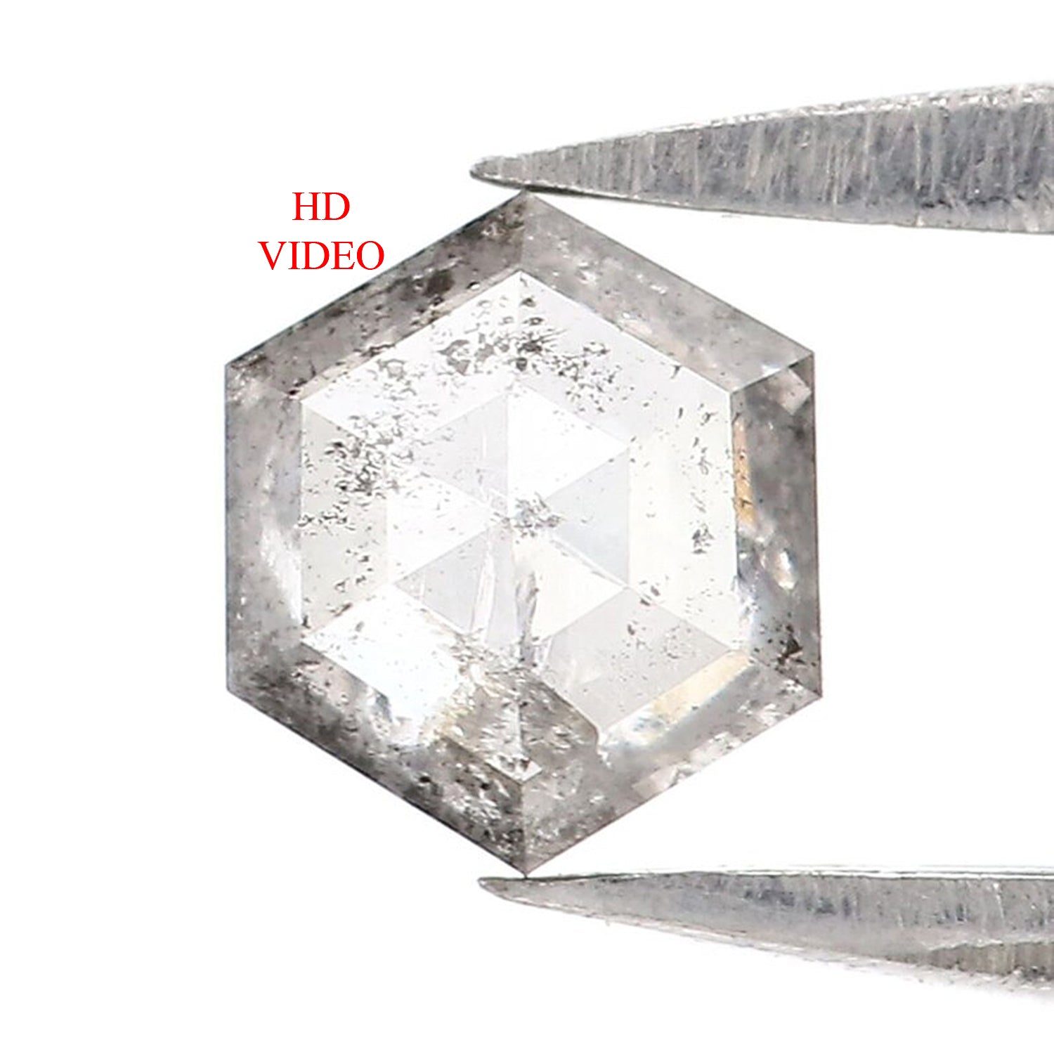0.39 Ct Natural Loose Hexagon Shape Diamond Salt And Pepper Hexagon Cut Diamond 5.10 MM Natural Grey Diamond Hexagon Rose Cut Diamond QL2521