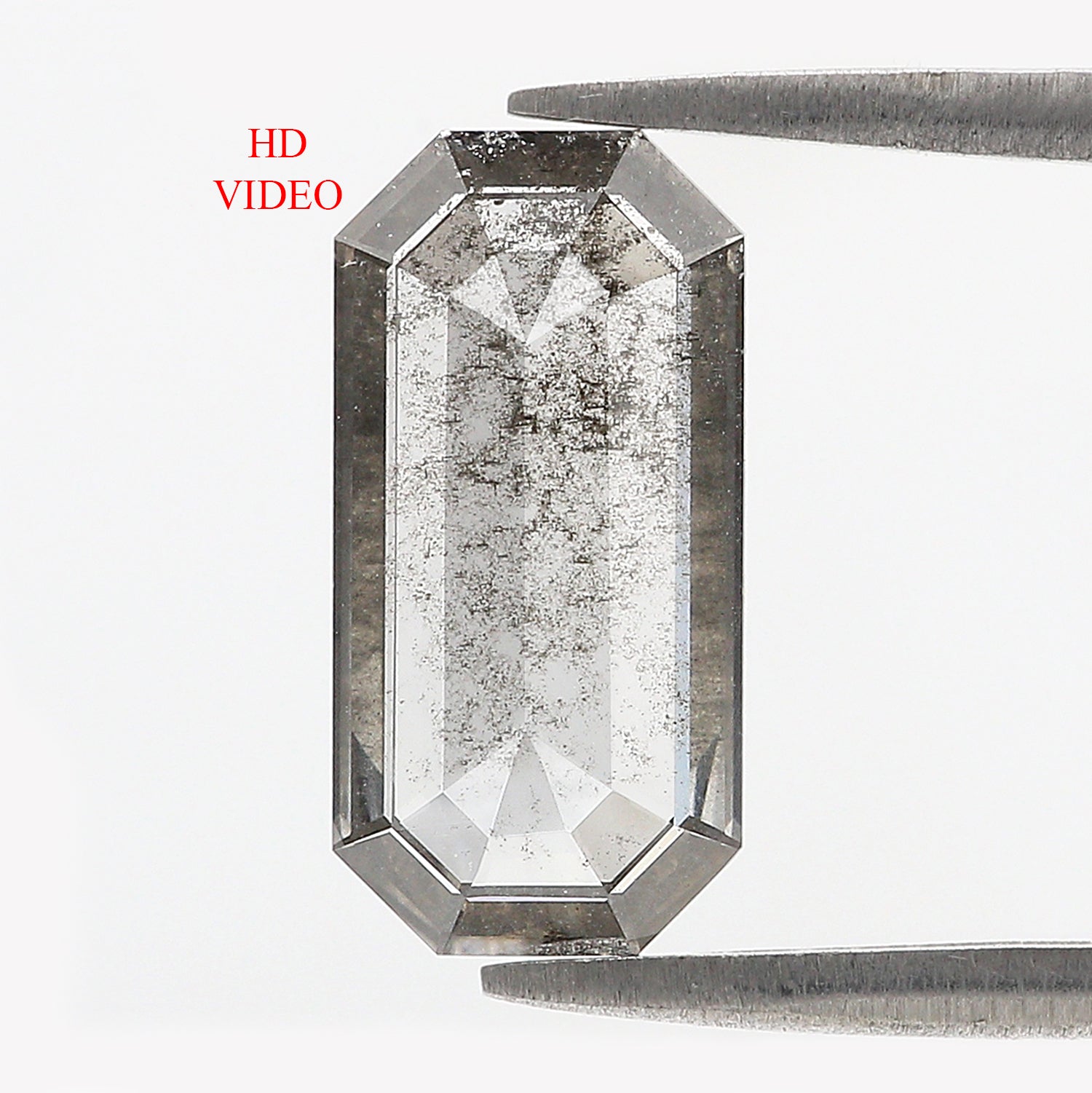 2.65 CT Emerald Rose Cut Salt And Pepper Lab Grown 14.45 MM Loose Diamond CVD Fancy Black Grey Color Lab Created Antique Cut Diamonds L3529