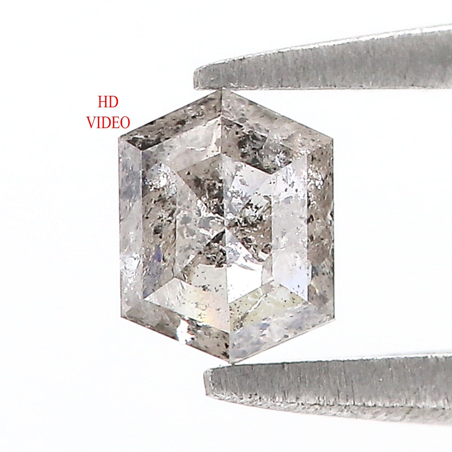 0.49 CT Natural Loose Hexagon Shape Diamond Salt And Pepper Hexagon Diamond 5.25 MM Natural Loose Black Grey Color Hexagon Cut Diamond QL493
