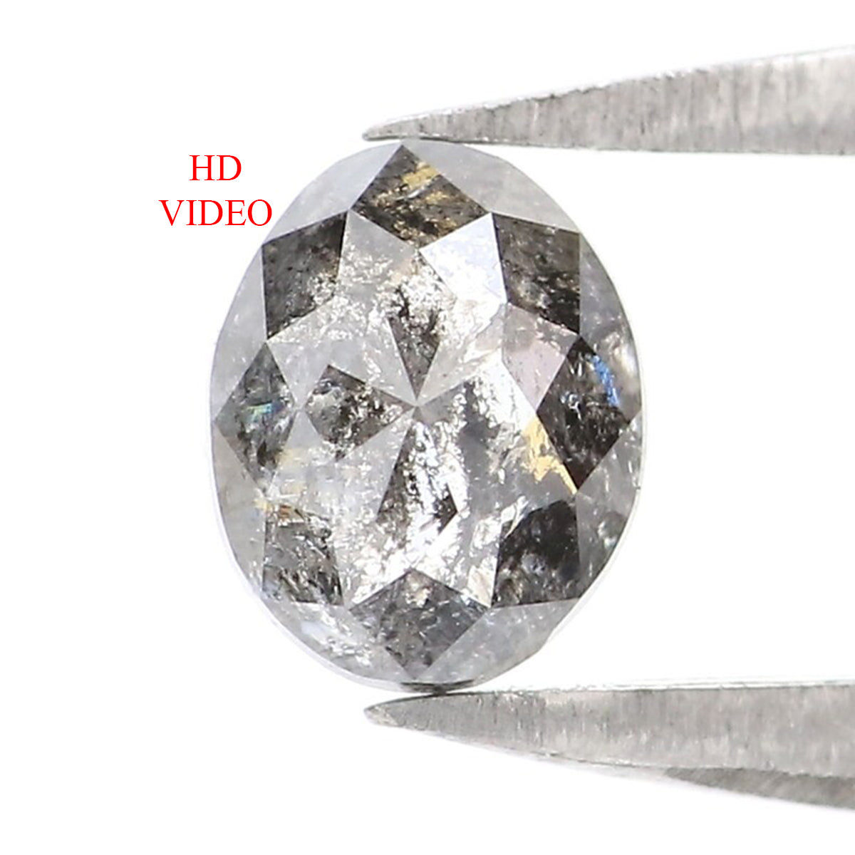 0.36 CT Natural Loose Oval Shape Diamond Salt And Pepper Oval Diamond 4.85 MM Natural Loose Black Grey Color Oval Rose Cut Diamond KQ2502