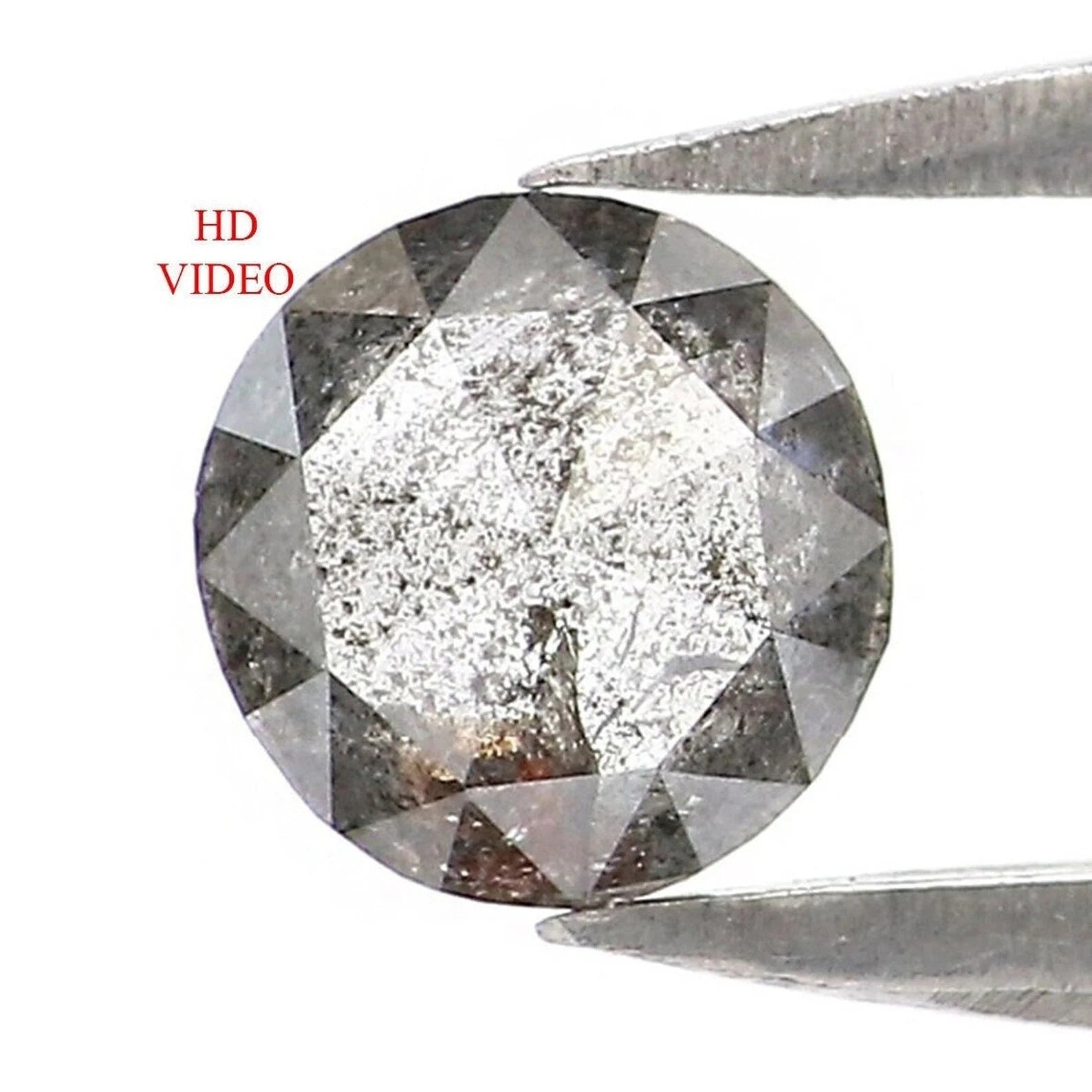 0.39 Ct Natural Loose Round Shape Diamond Salt And Pepper Round Diamond 4.65 MM Natural Black Gray Color Round Rose Cut Diamond NQ2041