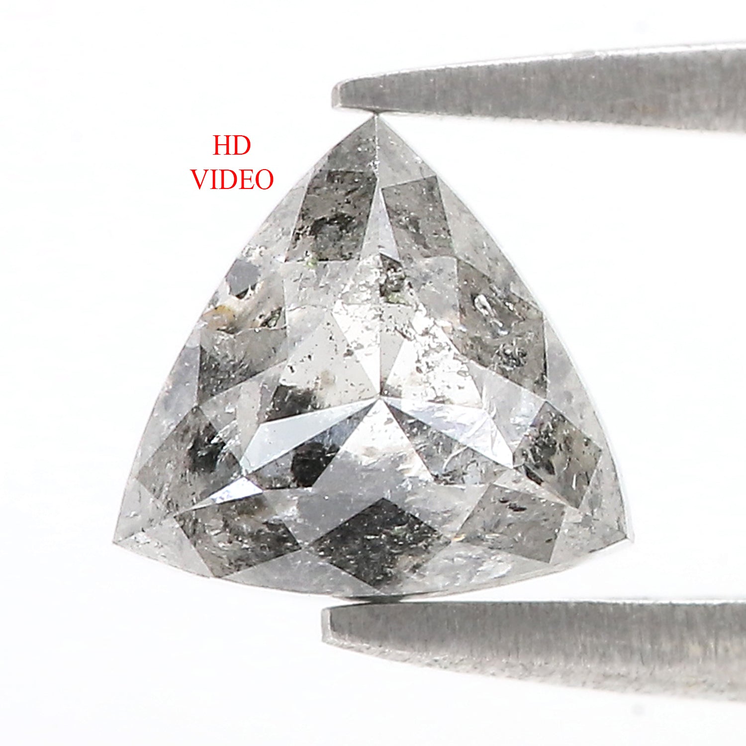 1.62 CT Natural Loose Triangle Shape Diamond Salt And Pepper Triangle Cut Diamond 7.05 MM Black Grey Color Triangle Rose Cut Diamond L3538