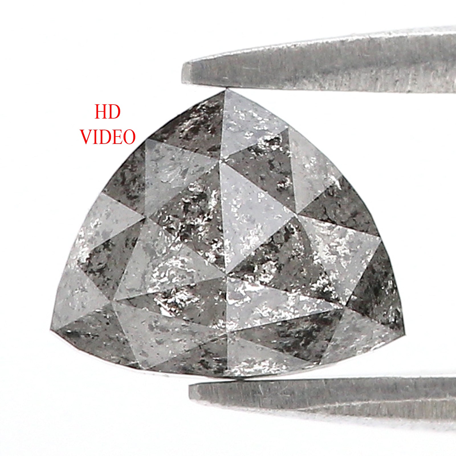 1.16 CT Natural Loose Triangle Shape Diamond Salt And Pepper Triangle Cut Diamond 6.35 MM Natural Black Grey Color Triangle Diamond L3500