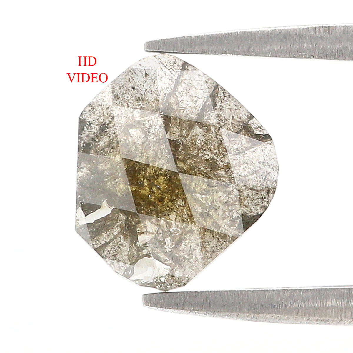 Natural Slice Salt and Pepper Diamond 1.37 CT Loose Rose Cut Black Grey Stone 9.79 MM Rustic Diamond For Custom Engagement Ring L3698