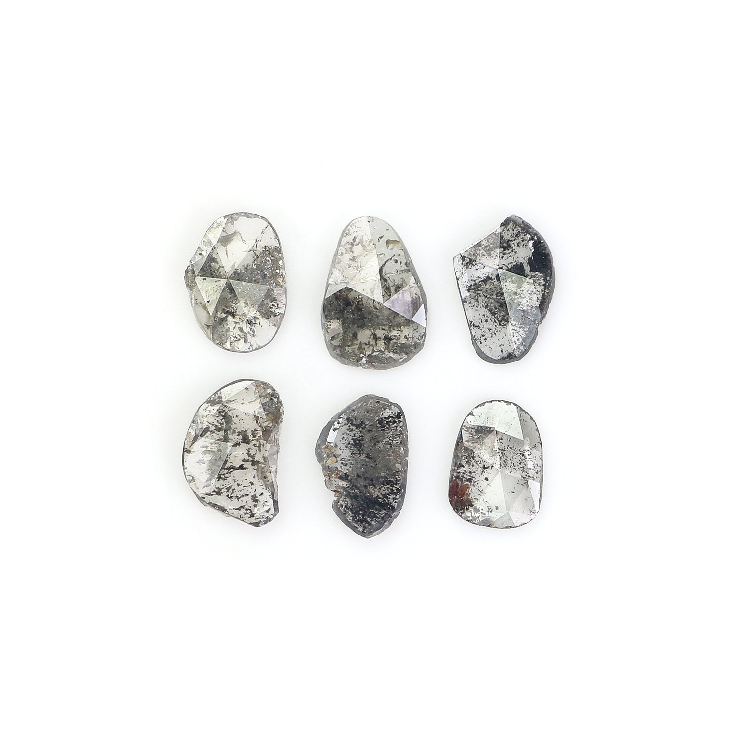 0.99 CT Natural Loose Slice Shape Diamond Salt And Pepper Slice Cut Diamond 5.70 MM Natural Black Grey Diamond Irregular Cut Diamond L3470