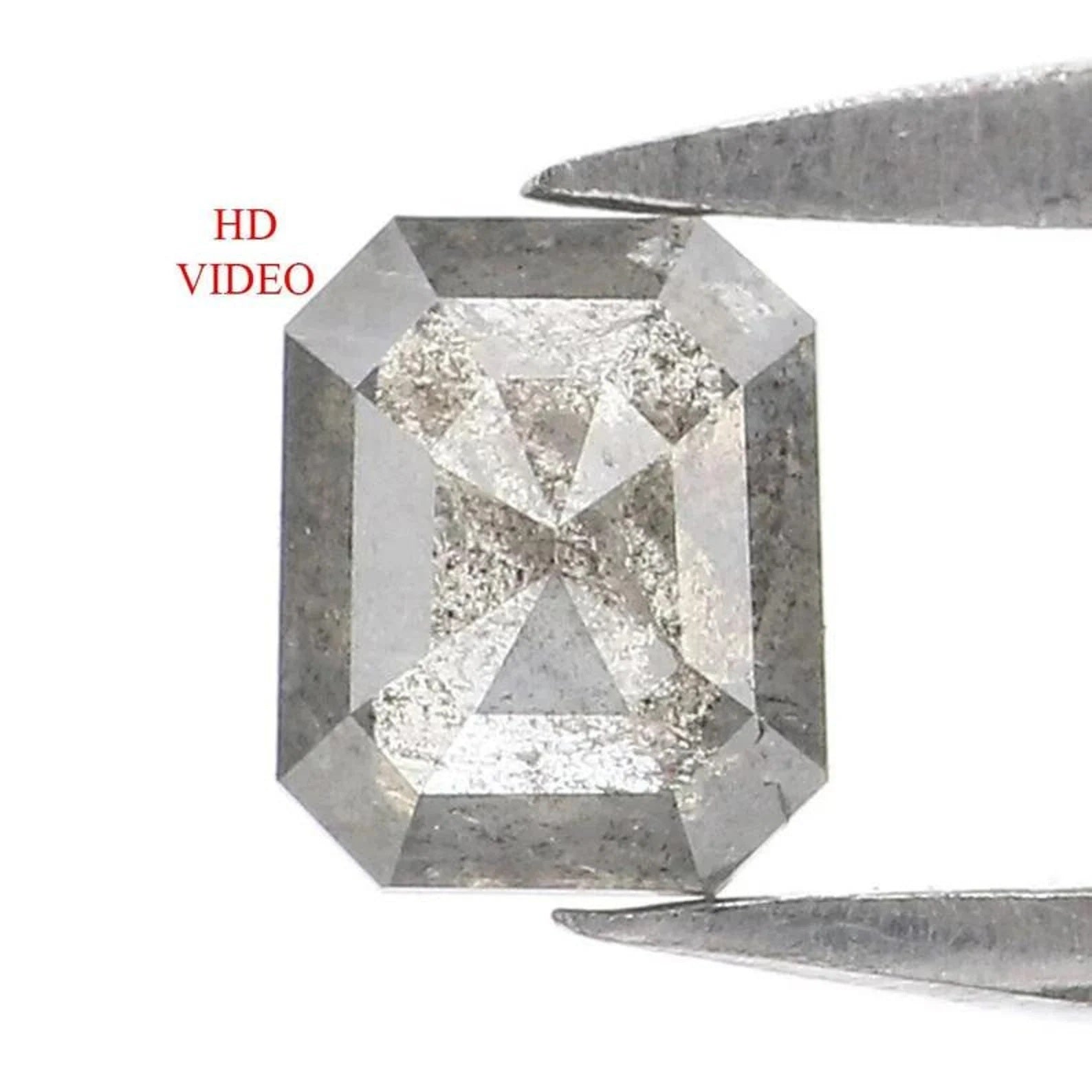 0.30 CT Natural Loose Emerald Shape Diamond Salt And Pepper Emerald Diamond 4.20 MM Natural Black Grey Color Emerald Rose Cut Diamond NQ2153