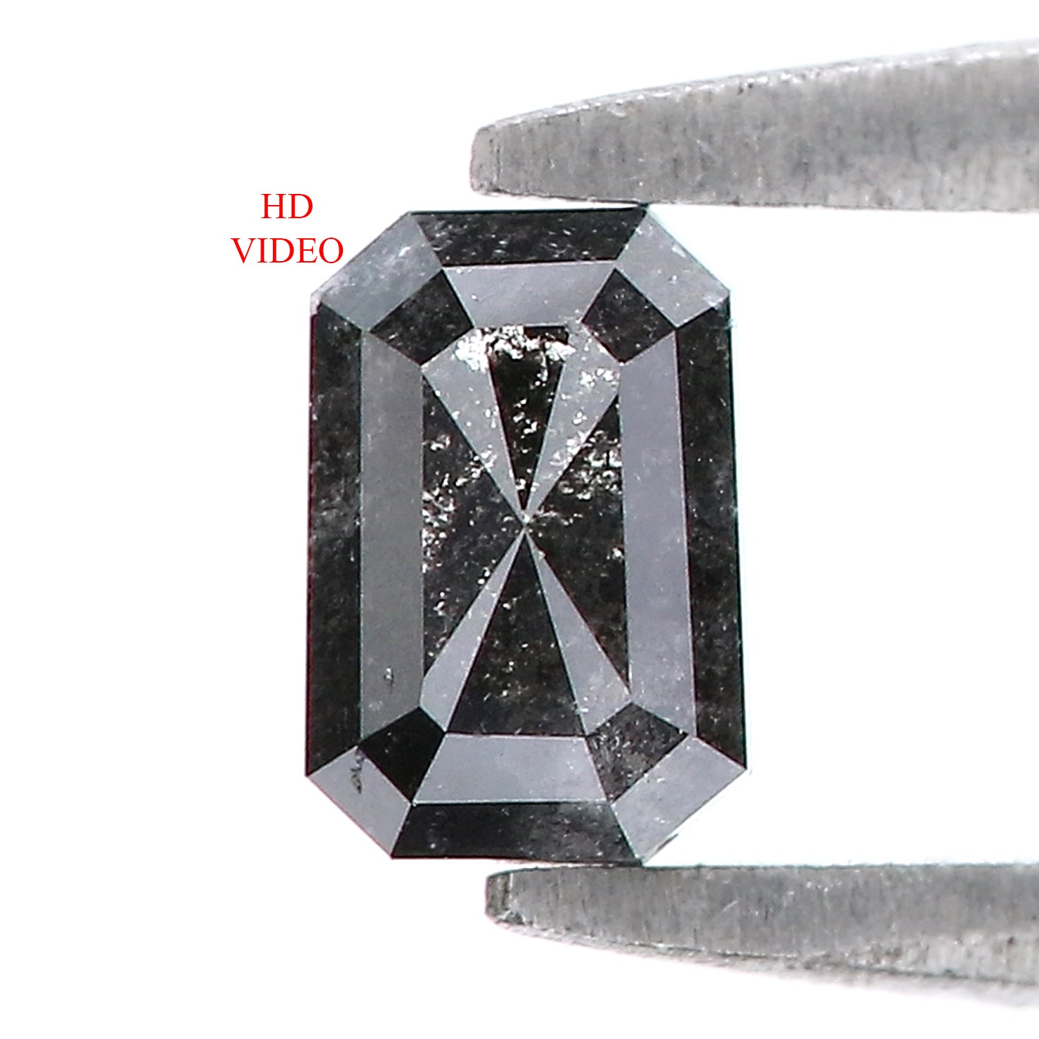 0.49 CT Natural Loose Emerald Shape Diamond Salt And Pepper Emerald Shape Diamond 4.90 MM Black Grey Color Emerald Rose Cut Diamond QL5359