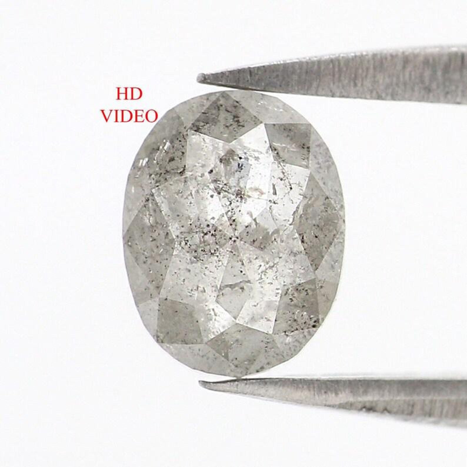 0.95 CT Natural Loose Oval Shape Diamond Salt And Pepper Oval Diamond 6.70 MM Natural Loose Diamond Grey Color Oval Rose Cut Diamond NQ9847