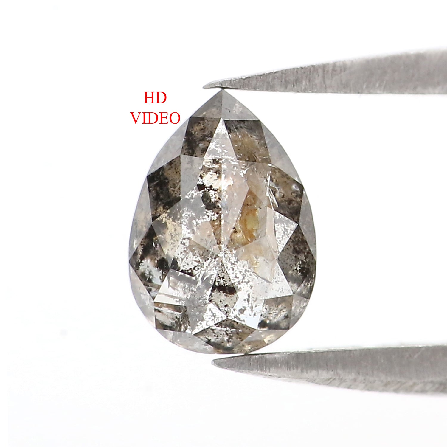 Natural Loose Pear Diamond, Salt And Pepper Pear Diamond, Natural Loose Pear Diamond, Pear Rose Cut Diamond, 0.85 CT Pear Cut Diamond KDL2866