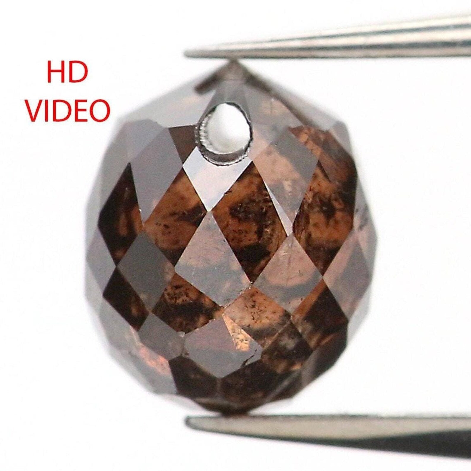 0.59 Ct Natural Loose Briolette Shape Diamond Brown Color Drop Diamond 4.70 MM Natural Loose Brown Color Briolette Rose Cut Diamond NQ405