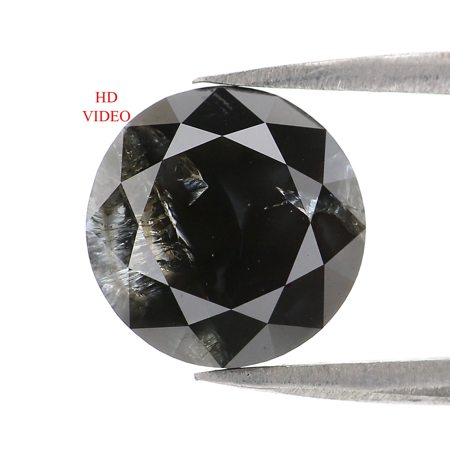 2.93 CT Natural Loose Round Shape Diamond Black Grey Color Round Shape Diamond 9.00 MM Salt And Pepper Round Brilliant Cut Diamond QL389