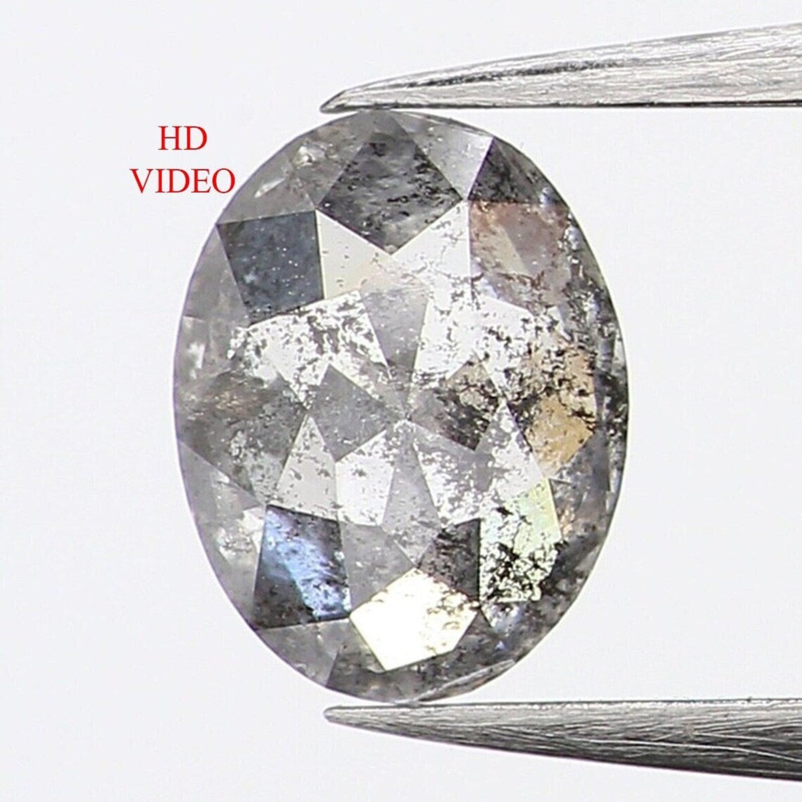 0.43 Ct Natural Loose Oval Shape Diamond Salt And Pepper Oval Diamond 5.55 MM Natural Diamond Black Grey Color Oval Rose Cut Diamond NQ1287