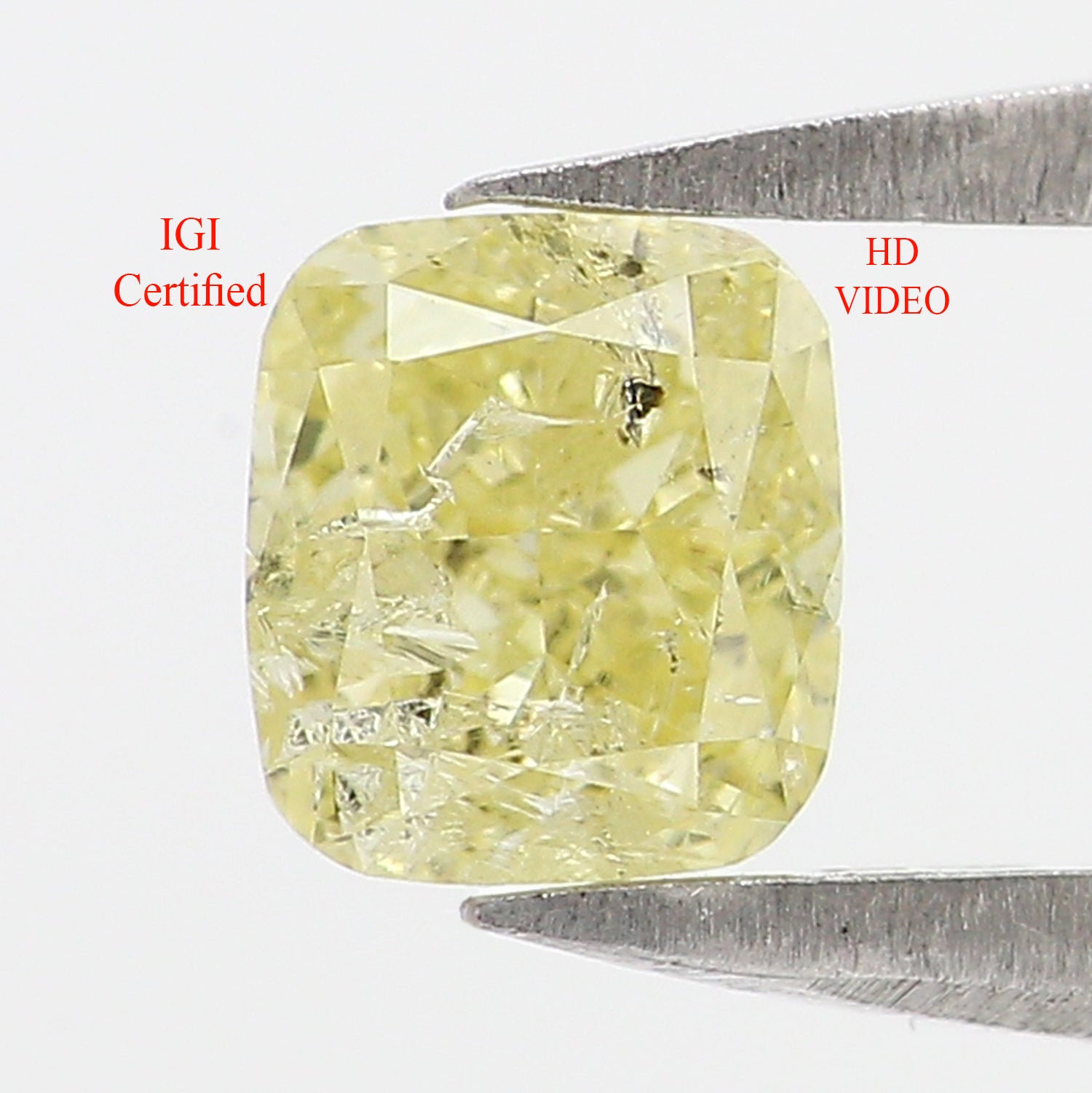 0.56 CT IGI Certified Natural Loose Modified Cushion Cut Diamond 4.80 MM Natural Fancy Yellow Color Cushion Brilliant Cut Diamond QL7701