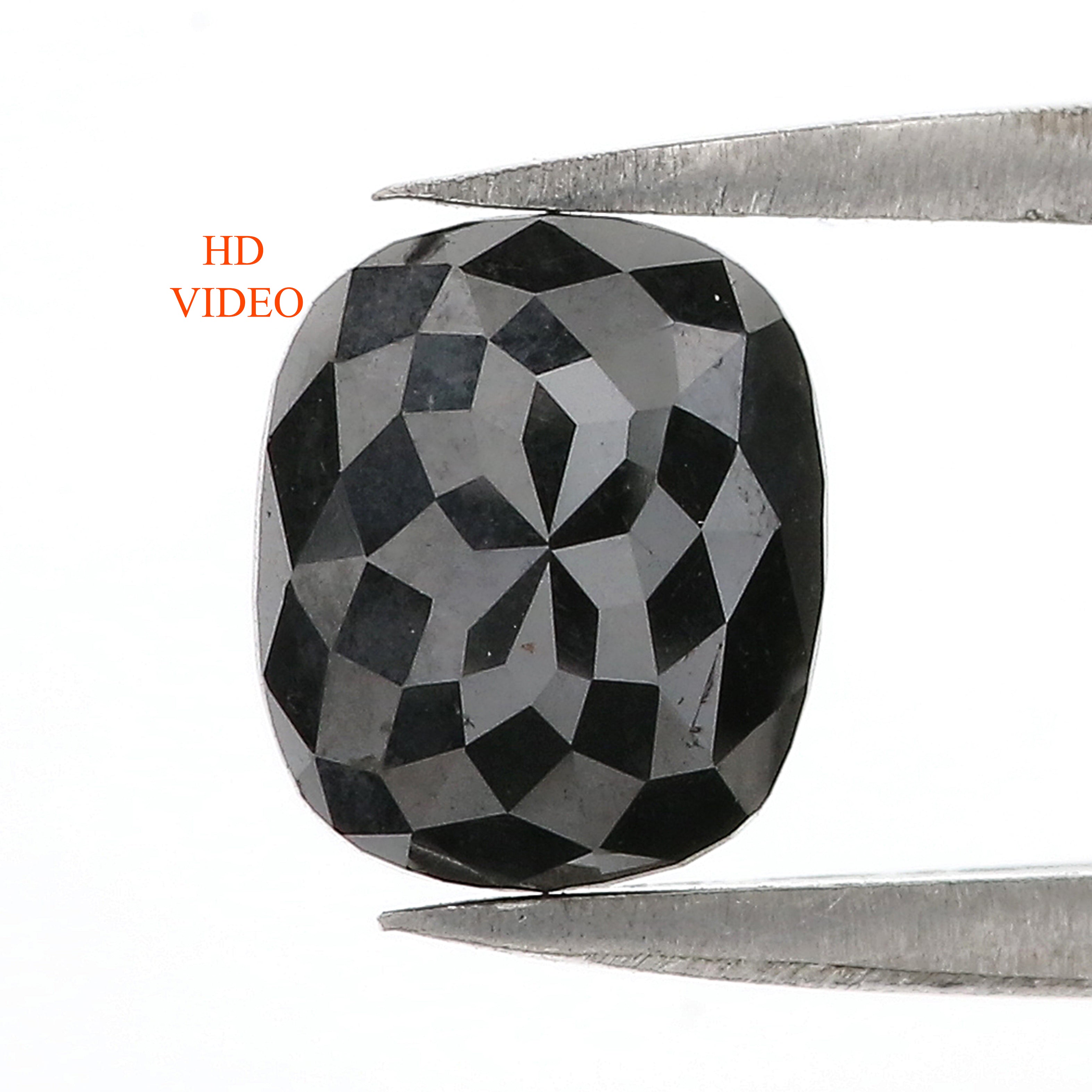 2.21 CT Natural Loose Cushion Shape Diamond Black Color Cushion Rose Cut Diamond 8.27 MM Natural Cushion Shape Black Color Diamond QL3068