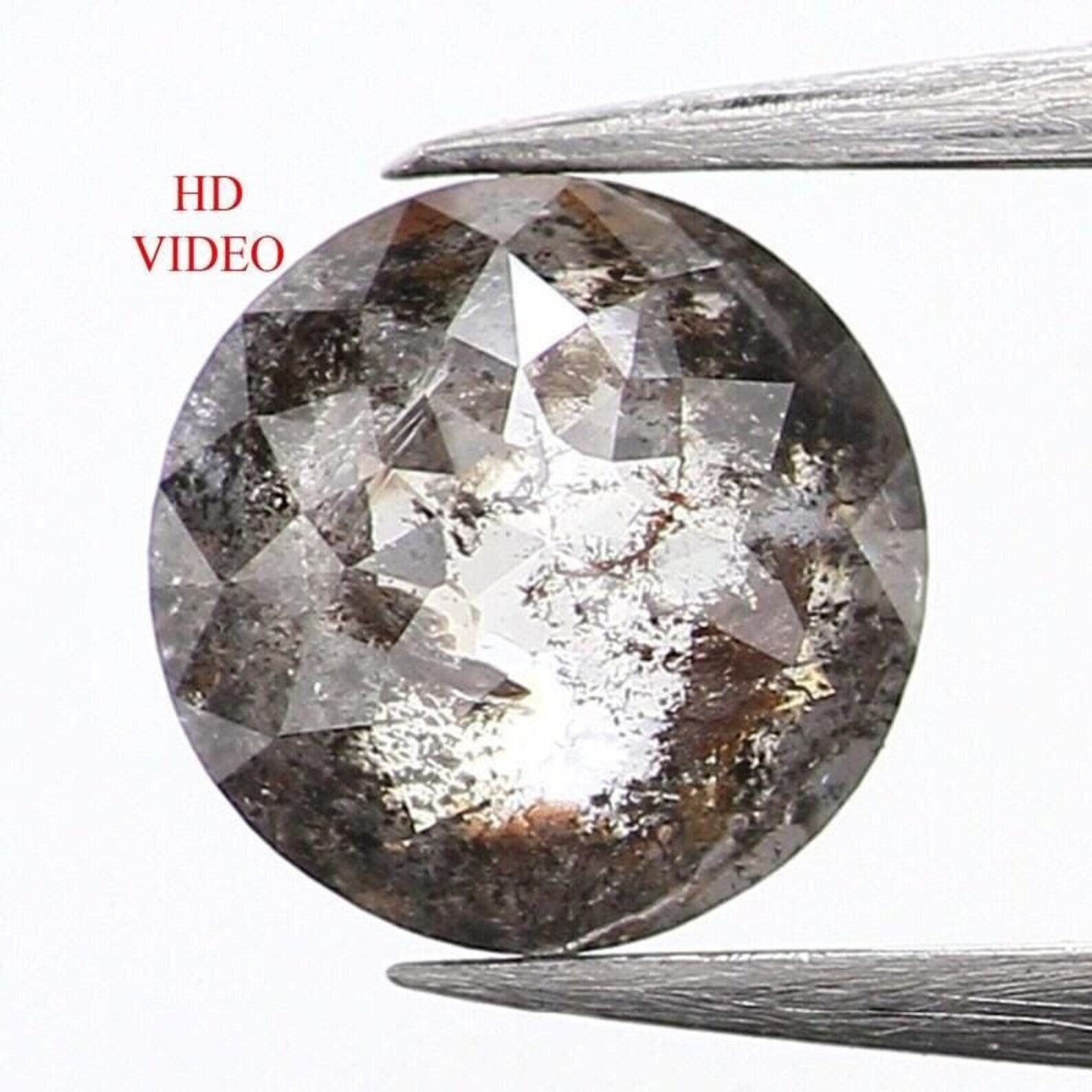 0.42 CT Natural Loose Round Shape Diamond Salt And Pepper Round Cut Diamond 4.60 MM Natural Black Grey Color Round Rose Cut Diamond NQ1076