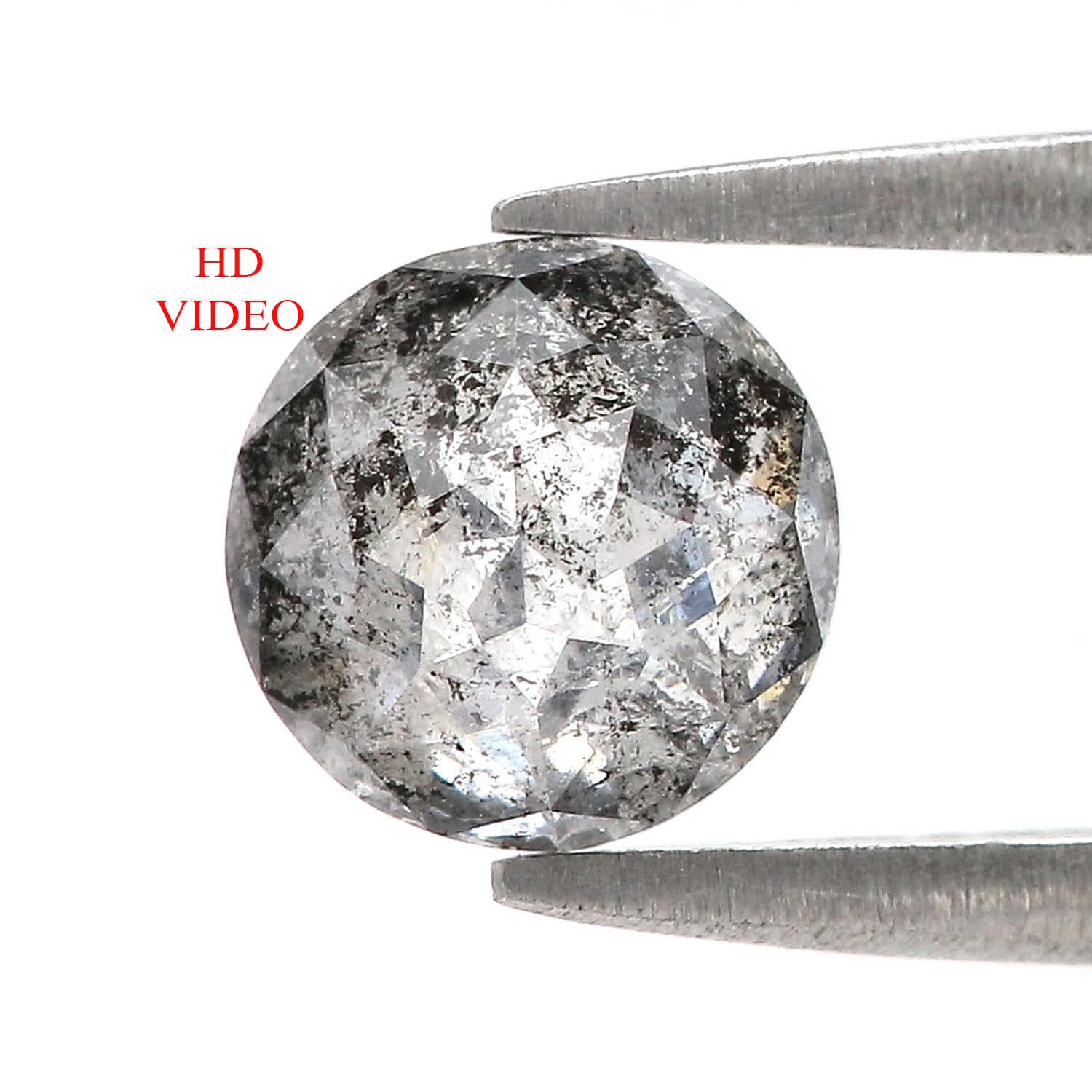 1.70 Ct Natural Loose Round Rose Cut Diamond Black Grey Color Rose Cut Diamond 7.30 MM Natural Loose Salt And Pepper Rose Cut Diamond QL882