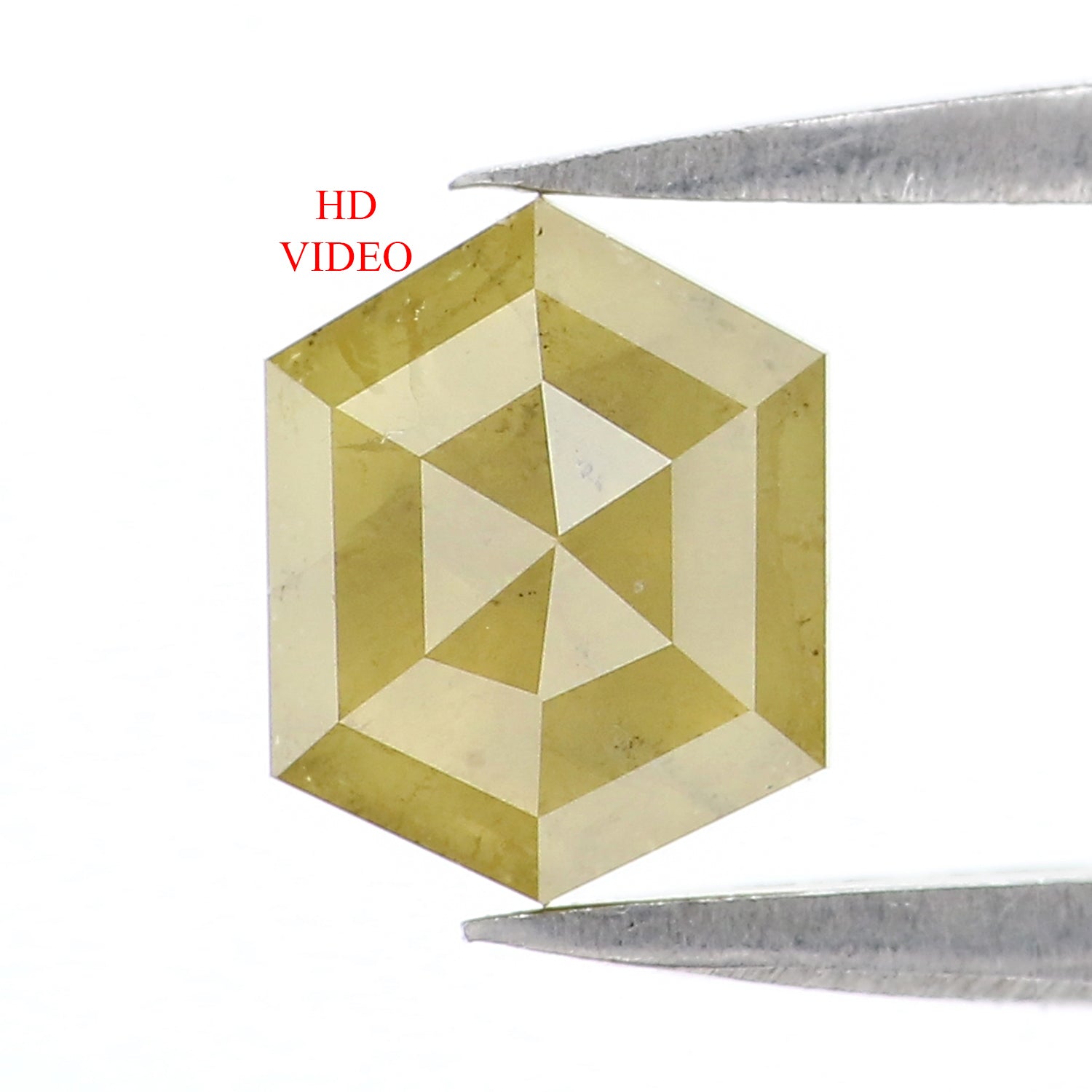 Natural Loose Hexagon Yellow Green Color Diamond 1.31 CT 7.35 MM Hexagon Shape Rose Cut Diamond KR2256