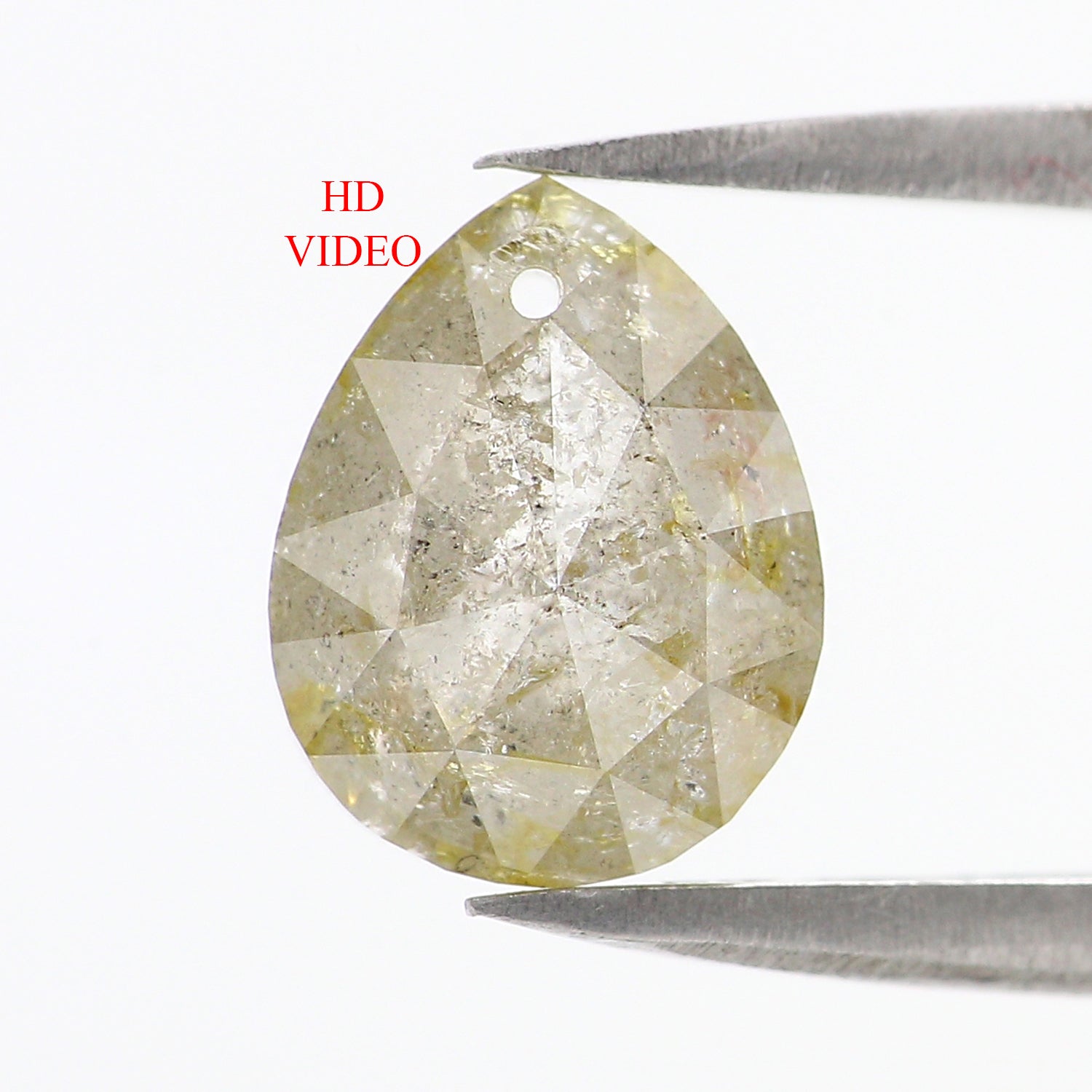 2.98 CT Natural Loose Pear Shape Diamond Yellow Grey Color Pear Cut Diamond 9.30 MM Natural Loose Diamond Pear Shape Rose Cut Diamond QL7462