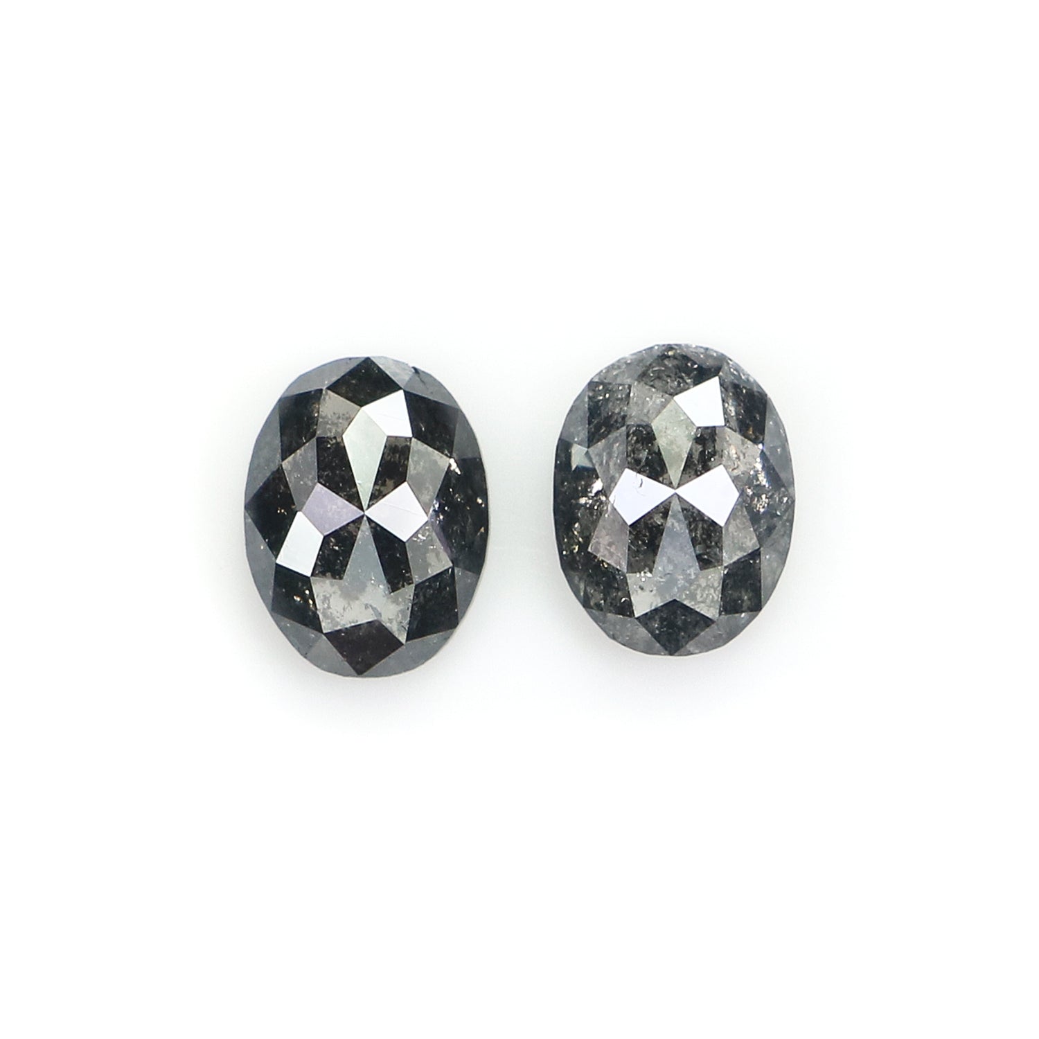 0.52 Ct Natural Loose Oval Shape Pair Diamond Salt And Pepper Oval Cut Diamond 4.70 MM Natural Black Gray Color Oval Rose Cut Diamond NQ2304