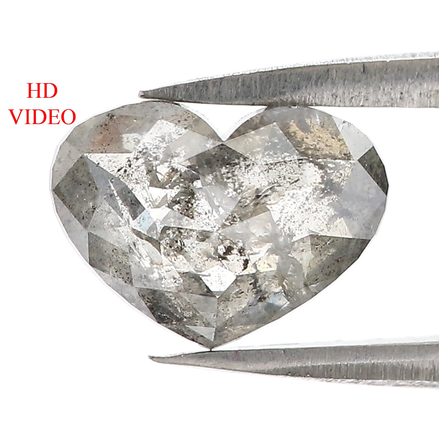 2.04 CT Natural Loose Heart Shape Diamond Salt And Pepper Heart Rose Cut Diamond 9.50 MM Black Grey Color Heart Cut Rose Cut Diamond QL7839