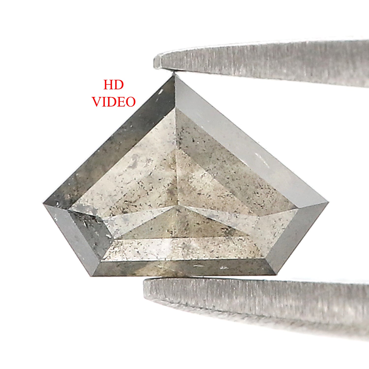 0.61 CT Natural Loose Shield Shape Diamond Salt And Pepper Shield Diamond 5.00 MM Natural Black Grey Color Shield Rose Cut Diamond N2663