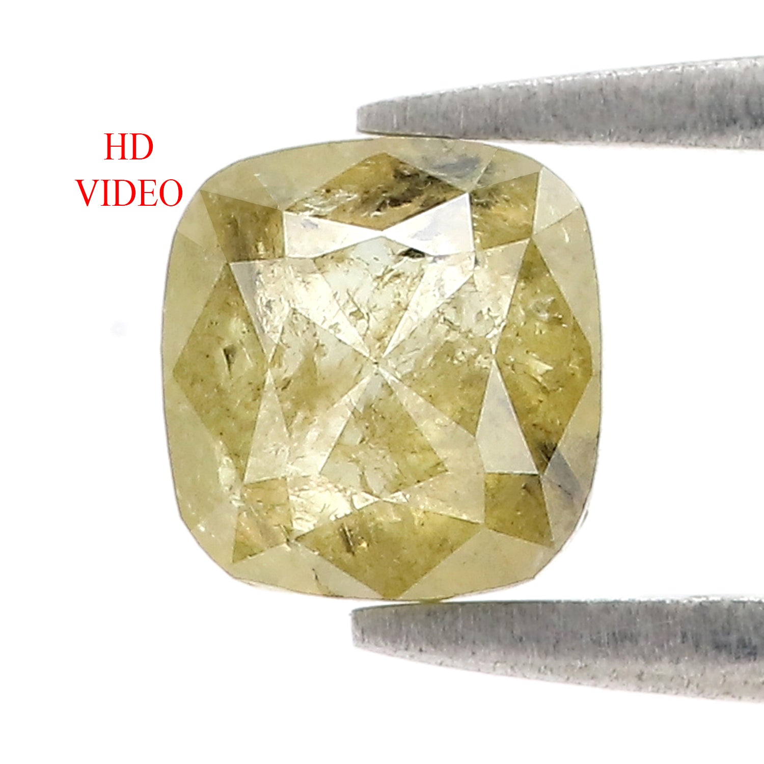 Natural Cushion Yellow Diamond 1.23 CT Loose Rose Cut Green Stone 6.25 MM Rustic Diamond Cushion Diamond For Custom Engagement Ring L3634
