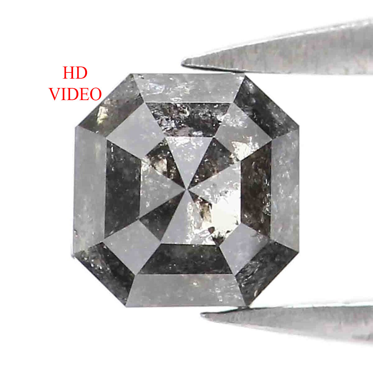 0.66 CT Natural Loose Radiant Shape Diamond Salt And Pepper Radiant Diamond 4.60 MM Natural Black Grey Color Radiant Rose Cut Diamond KQ1437
