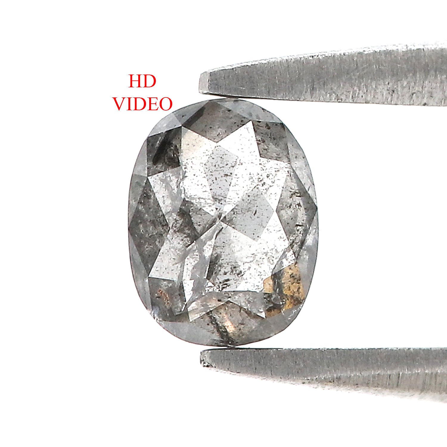 0.55 Ct Natural Loose Oval Shape Diamond Salt And Pepper Oval Diamond 5.45 MM Natural Diamond Black Grey Color Oval Rose Cut Diamond LQ2341