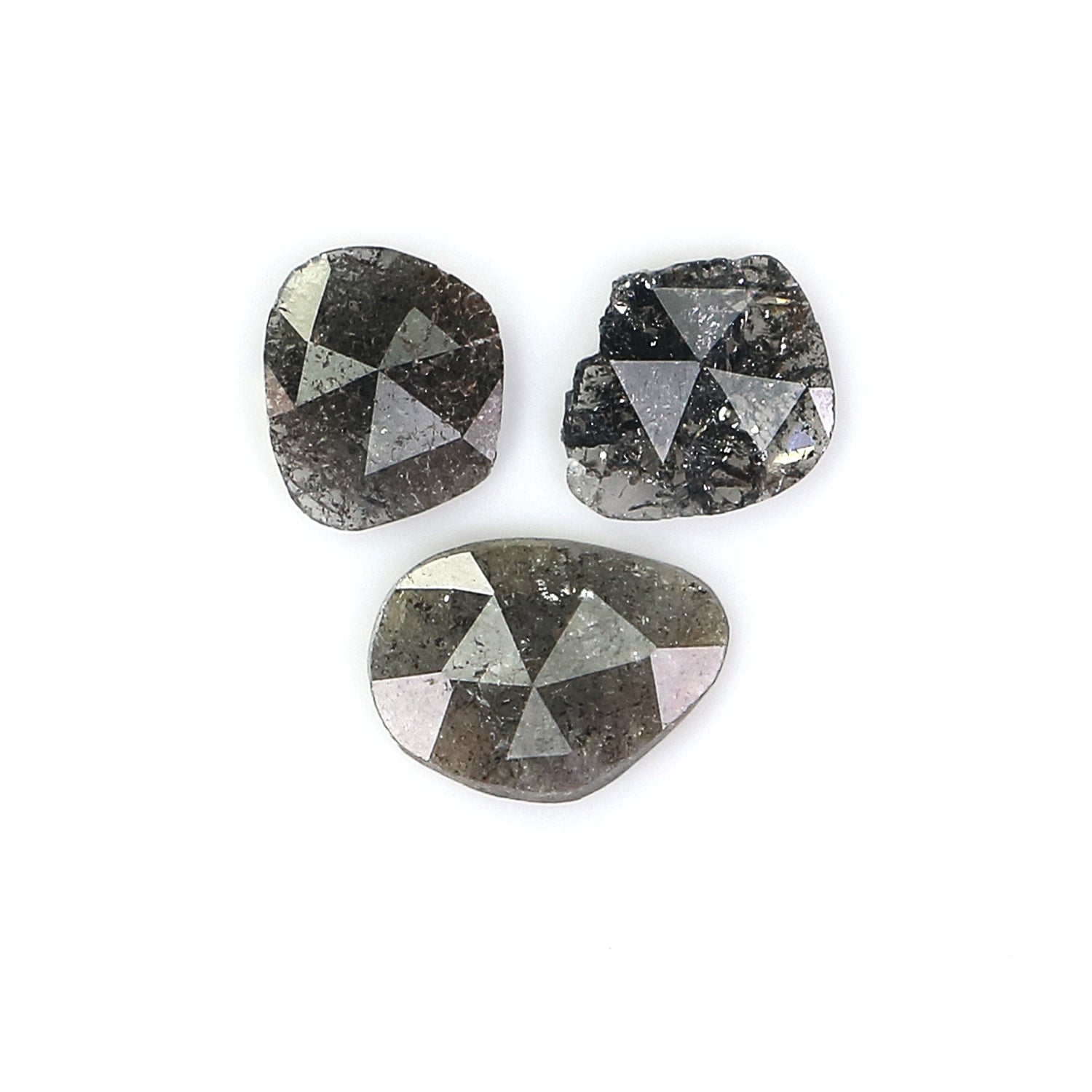 1.13 CT Natural Loose Slice Shape Diamond Salt And Pepper Slice Uncut Diamond 7.35 MM Natural Black Grey Diamond Irregular Cut Diamond N2637