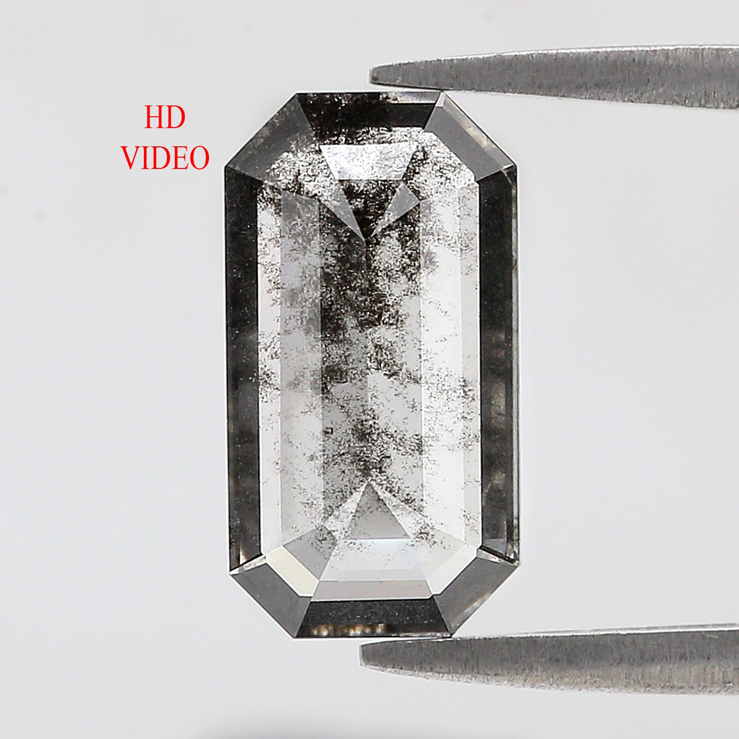 2.24 CT Emerald Rose Cut Salt And Pepper Lab Grown 12.90 MM Loose Diamond CVD Fancy Black Grey Color Lab Created Antique Cut Diamonds L3527