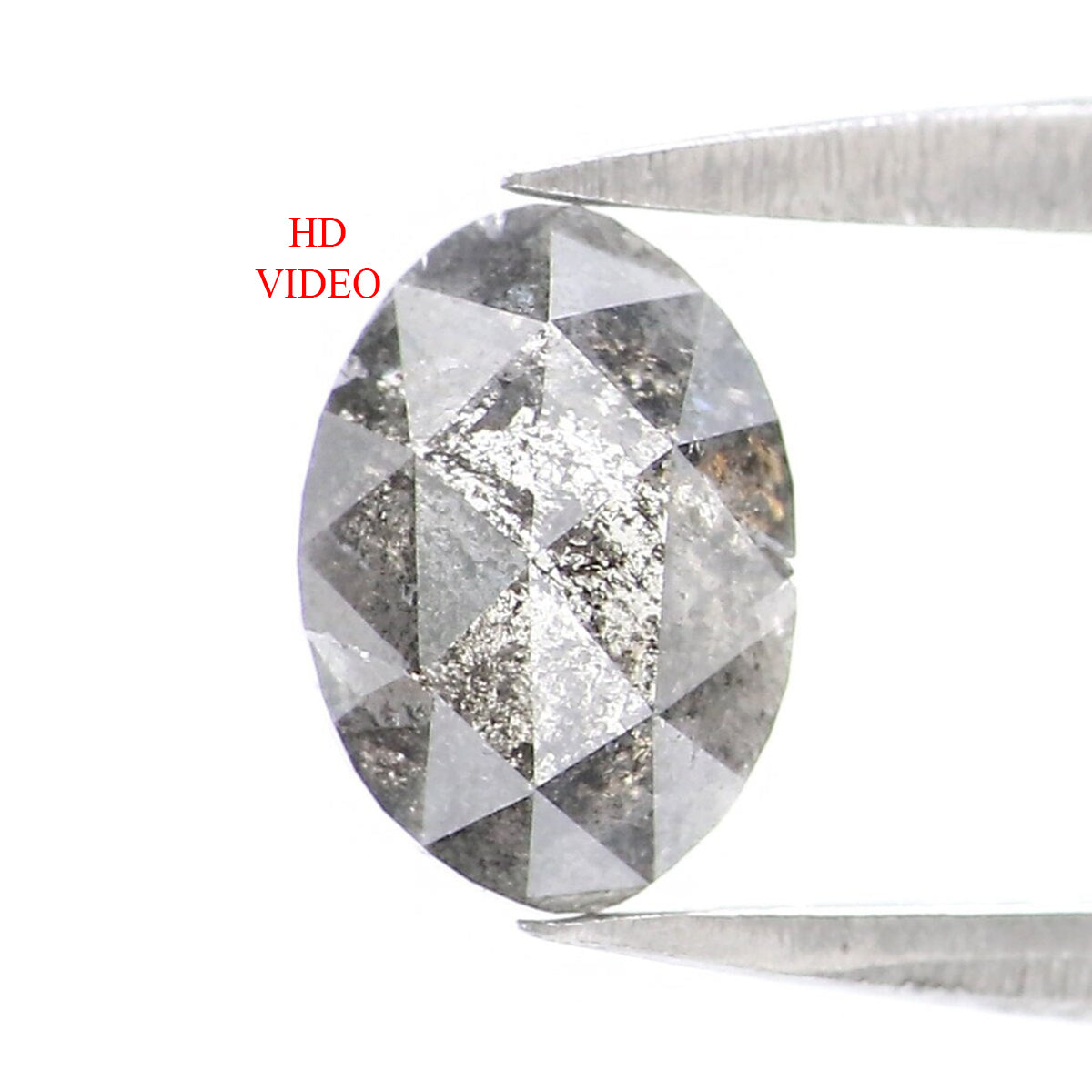 0.94 CT Natural Loose Oval Shape Diamond Salt And Pepper Oval Cut Diamond 7.10 MM Natural Black Grey Color Oval Rose Cut Diamond LQ7060