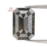 2.46 CT Natural Loose Emerald Shape Diamond Salt And Pepper Emerald Shape Diamond 9.65 MM Black Grey Color Emerald Rose Cut Diamond LQ3001
