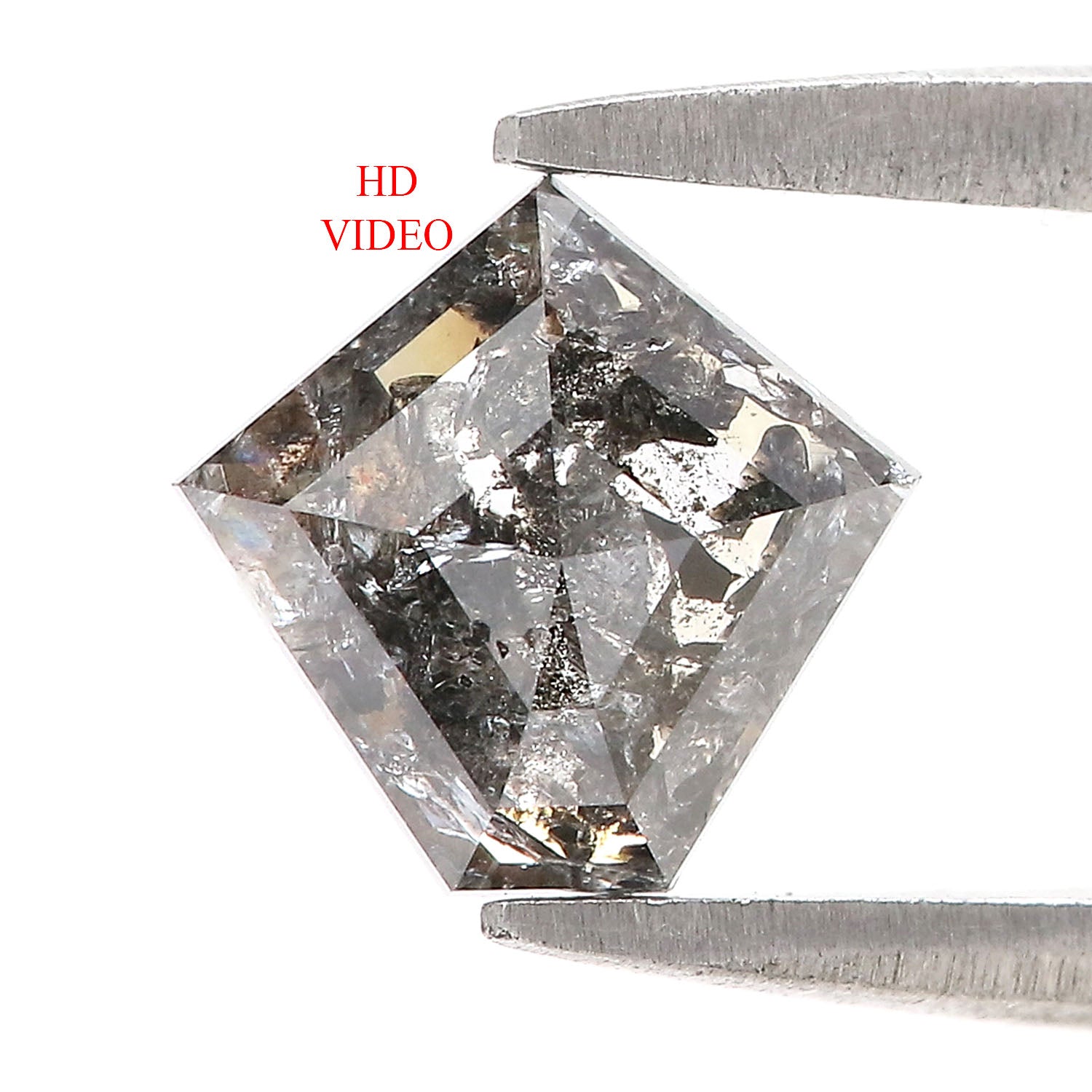 1.10 Ct Natural Loose Pentagon Shape Diamond Salt And Pepper Pentagon Cut Diamond 7.45 MM Black Gray Color Pentagon Rose Cut Diamond QL601