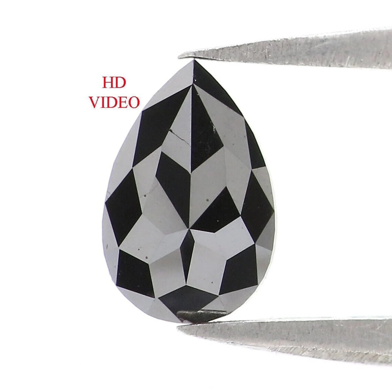 0.61 CT Natural Loose Pear Shape Diamond Black Color Pear Shape Diamond 7.35 MM Natural Loose Diamond Black Pear Rose Cut Diamond QN2270