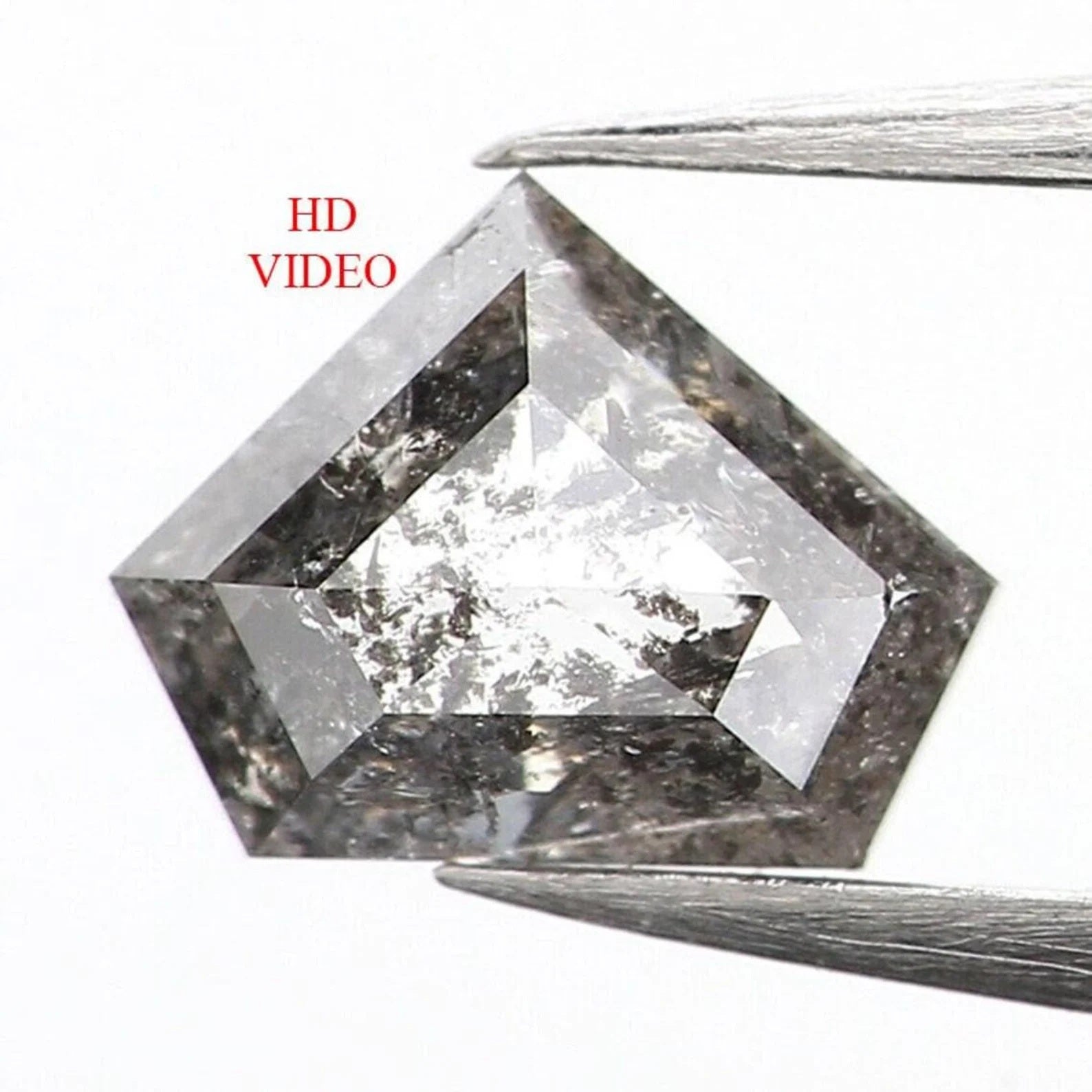 0.37 CT Natural Loose Shield Shape Diamond Salt And Pepper Shield Diamond 4.20 MM Natural Black Gray Color Shield Rose Cut Diamond NQ1184