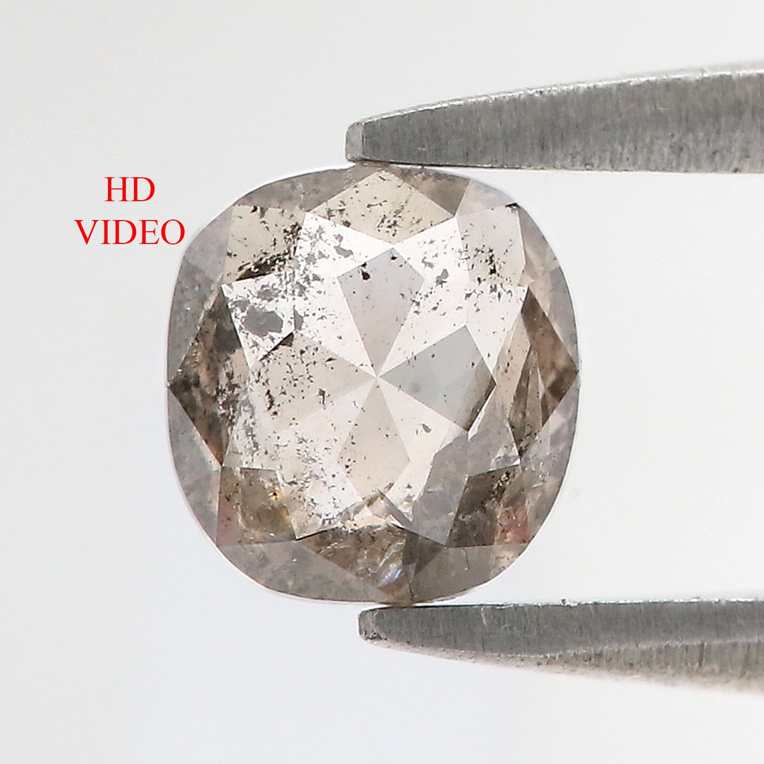 0.76 CT Natural Loose Cushion Shape Diamond Salt And Pepper Cushion Shape Diamond 5.65 MM Black Grey Color Cushion Rose Cut Diamond QL533