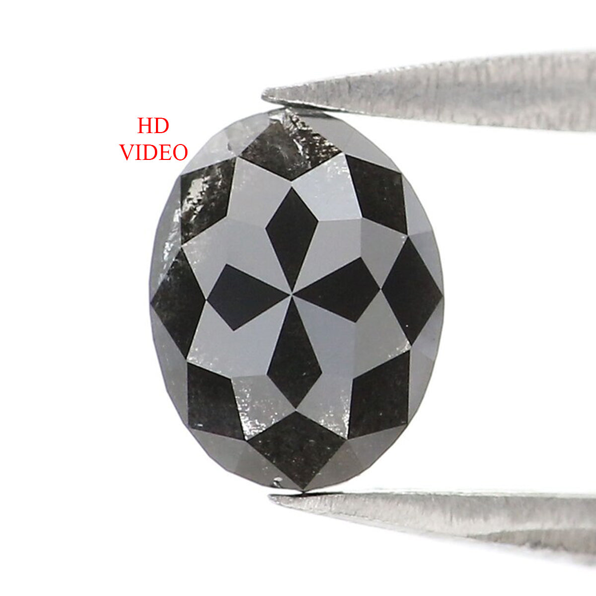 0.43 CT Natural Loose Oval Shape Diamond Salt And Pepper Oval Diamond 5.65 MM Natural Loose Black Grey Color Oval Rose Cut Diamond KQ2582