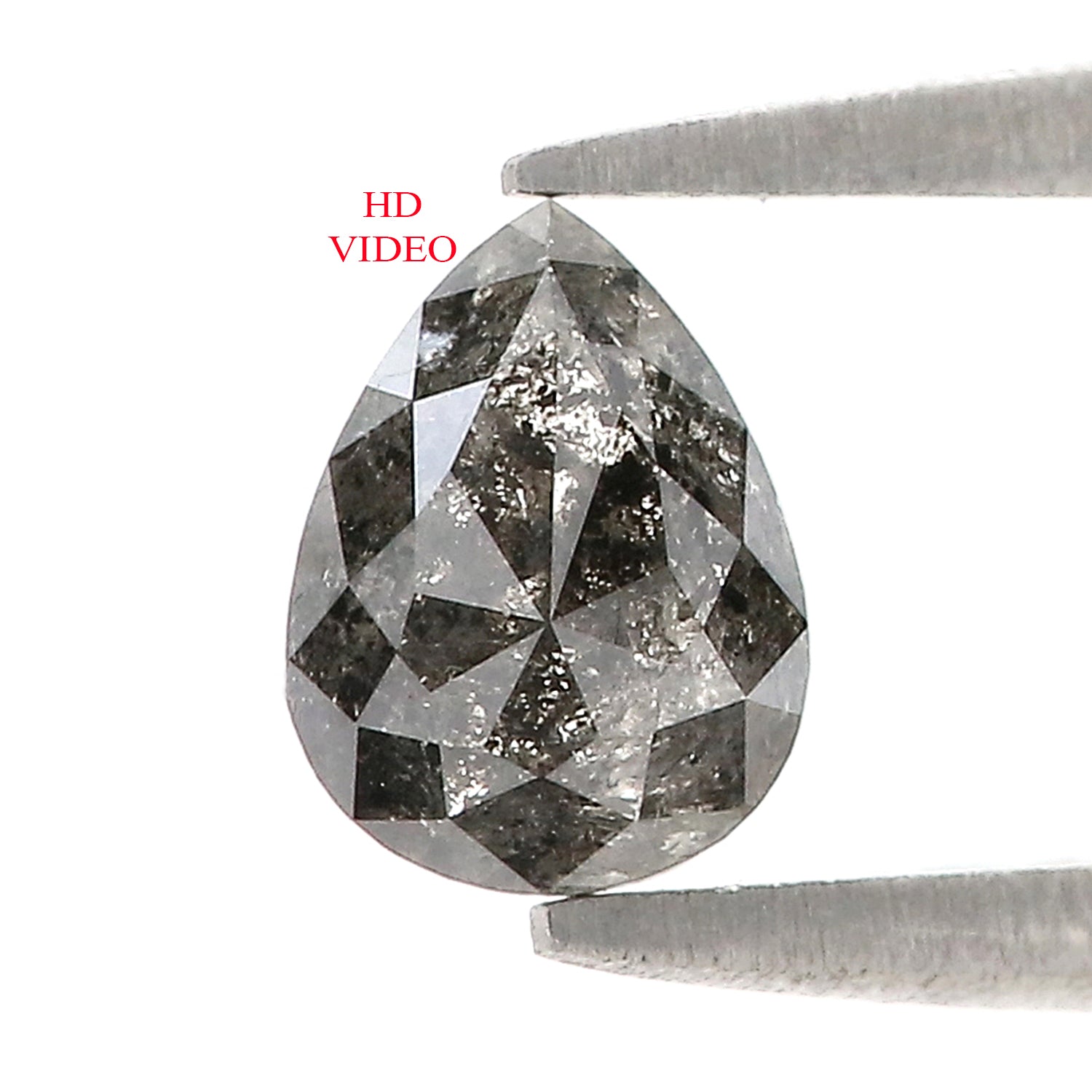 0.81 CT Natural Loose Pear Shape Diamond Salt And Pepper Pear Cut Diamond 6.70 MM Natural Black Grey Color Pear Rose Cut Diamond LQ3352