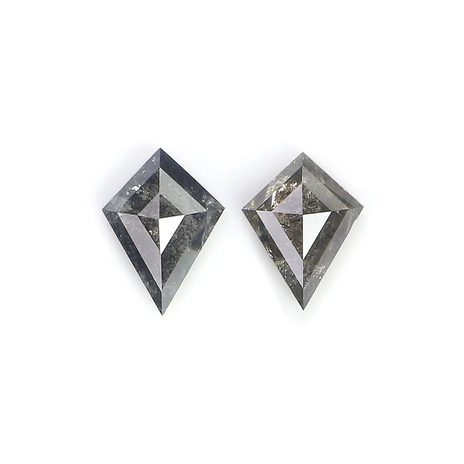0.53 CT Natural Loose Kite Shape Pair Diamond Salt And Pepper Kite Diamond 5.95 MM Natural Black Grey Color Kite Rose Cut Diamond NQ2357