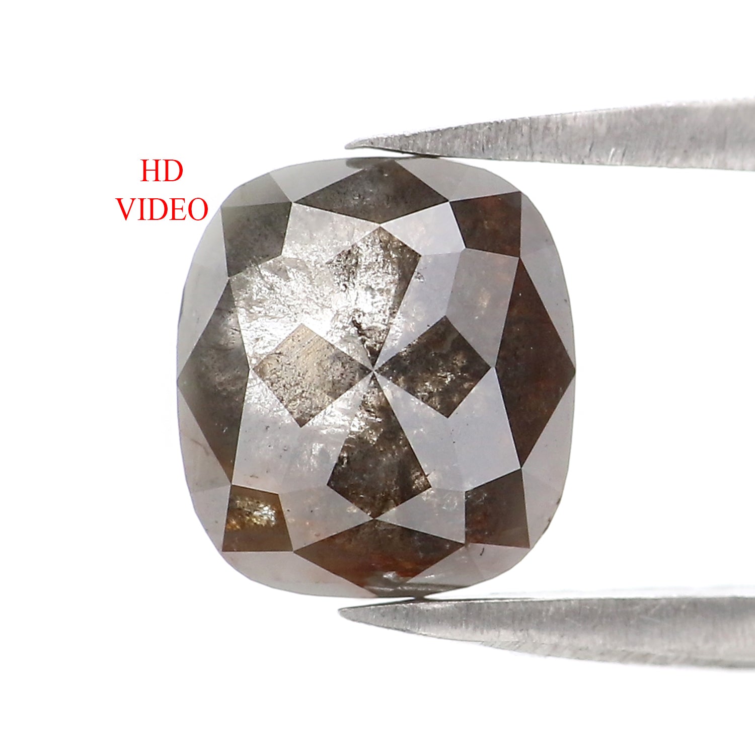 2.04 CT Natural Loose Cushion Shape Diamond Salt And Pepper Cushion Shape Diamond 7.85 MM Black Grey Color Cushion Rose Cut Diamond QL2887