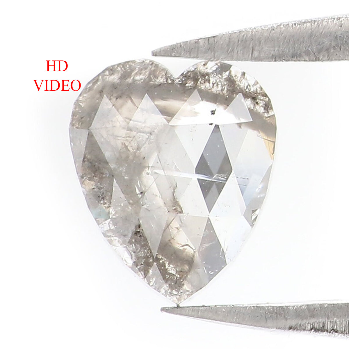 0.65 CT Natural Loose Heart Shape Diamond Salt And Pepper Heart Diamond 6.65 MM Natural Loose Black Grey Color Heart Rose Cut Diamond QL1627