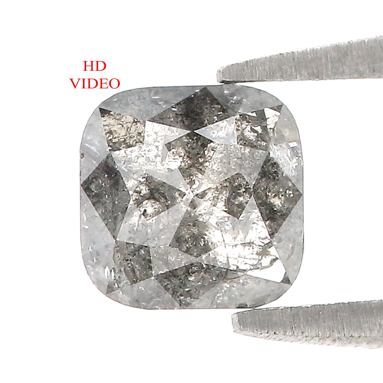 1.02 CT Natural Loose Cushion Shape Diamond Salt And Pepper Cushion Shape Diamond 5.65 MM Black Grey Color Cushion Rose Cut Diamond LQ1219