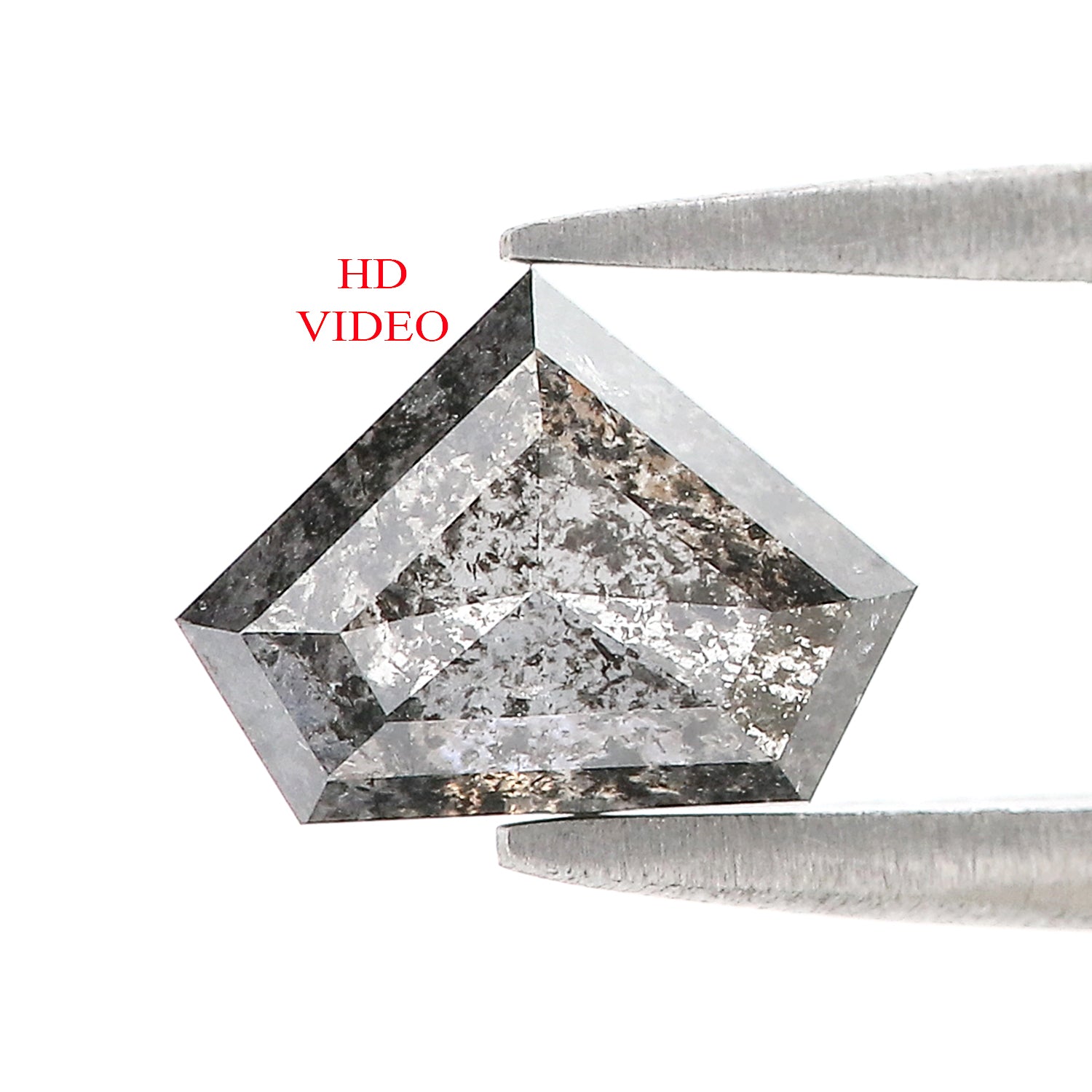 1.31 Ct Natural Loose Shield Shape Diamond Salt And Pepper Shield Cut Diamond 6.50 MM Black Gray Color Shield Shape Rose Cut Diamond QL254