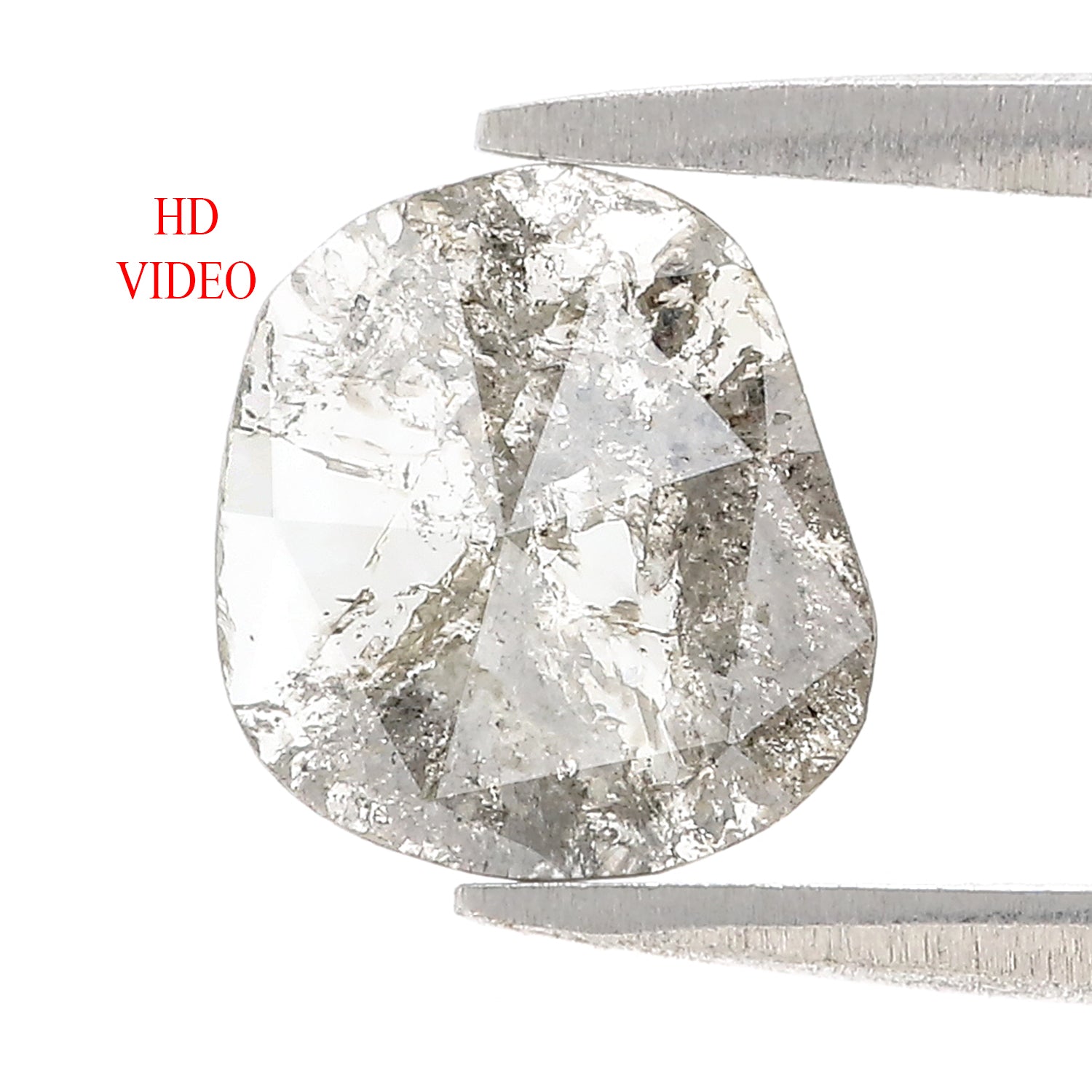 0.71 CT Natural Loose Slice Shape Diamond Salt And Pepper Slice Cut Diamond 9.20 MM Natural Black Grey Diamond Irregular Cut Diamond N2638