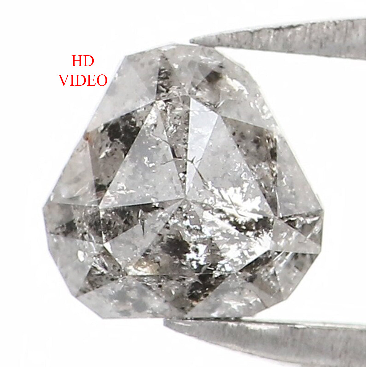 Natural Loose Triangle Salt And Pepper Diamond Black Grey Color 0.66 CT 5.25 MM Triangle Shape Rose Cut Diamond L1334