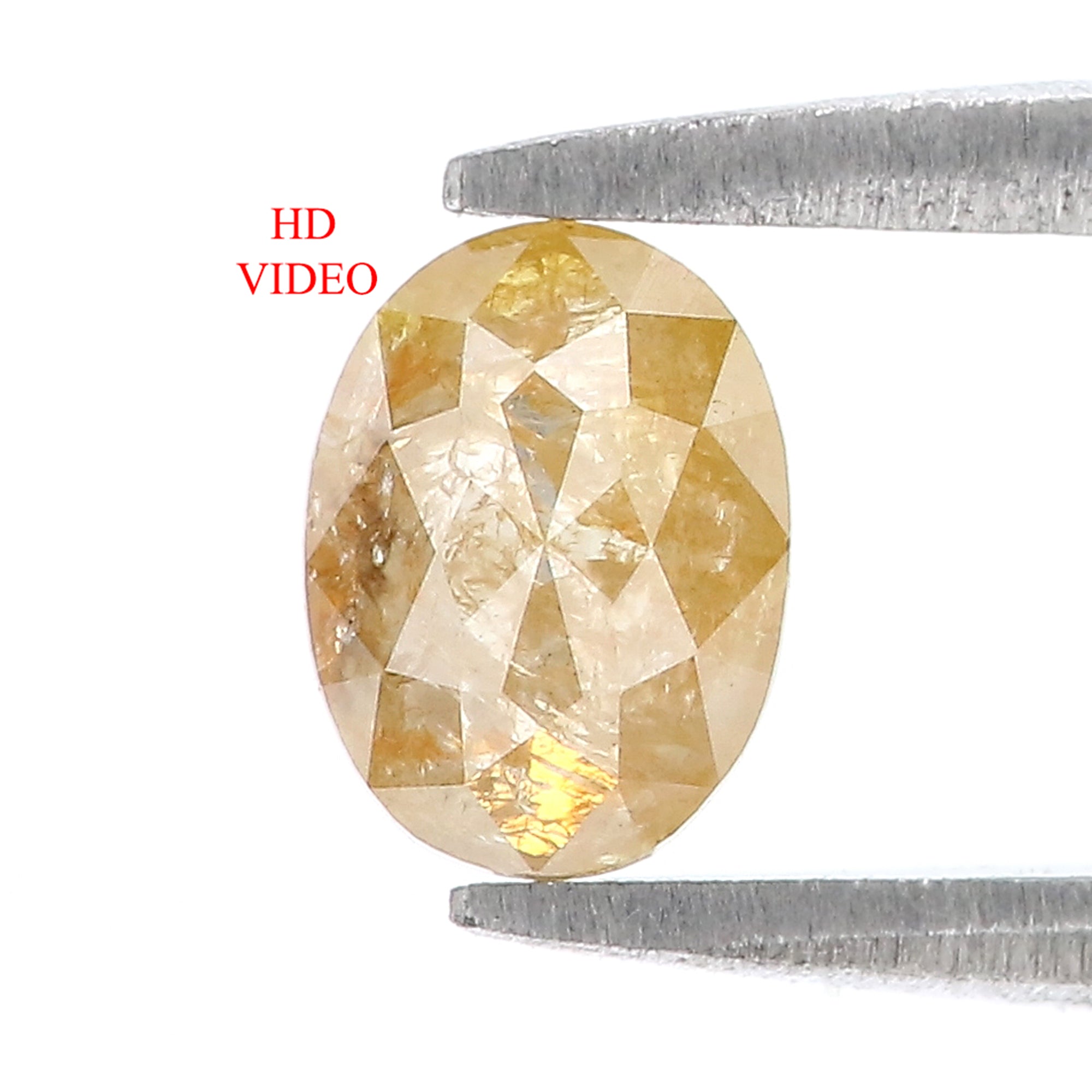 0.69 CT Natural Loose Oval Shape Diamond Yellow Color Oval Cut Diamond 6.45 MM Natural Loose Yellow Diamond Oval Rose Cut Diamond QK2299